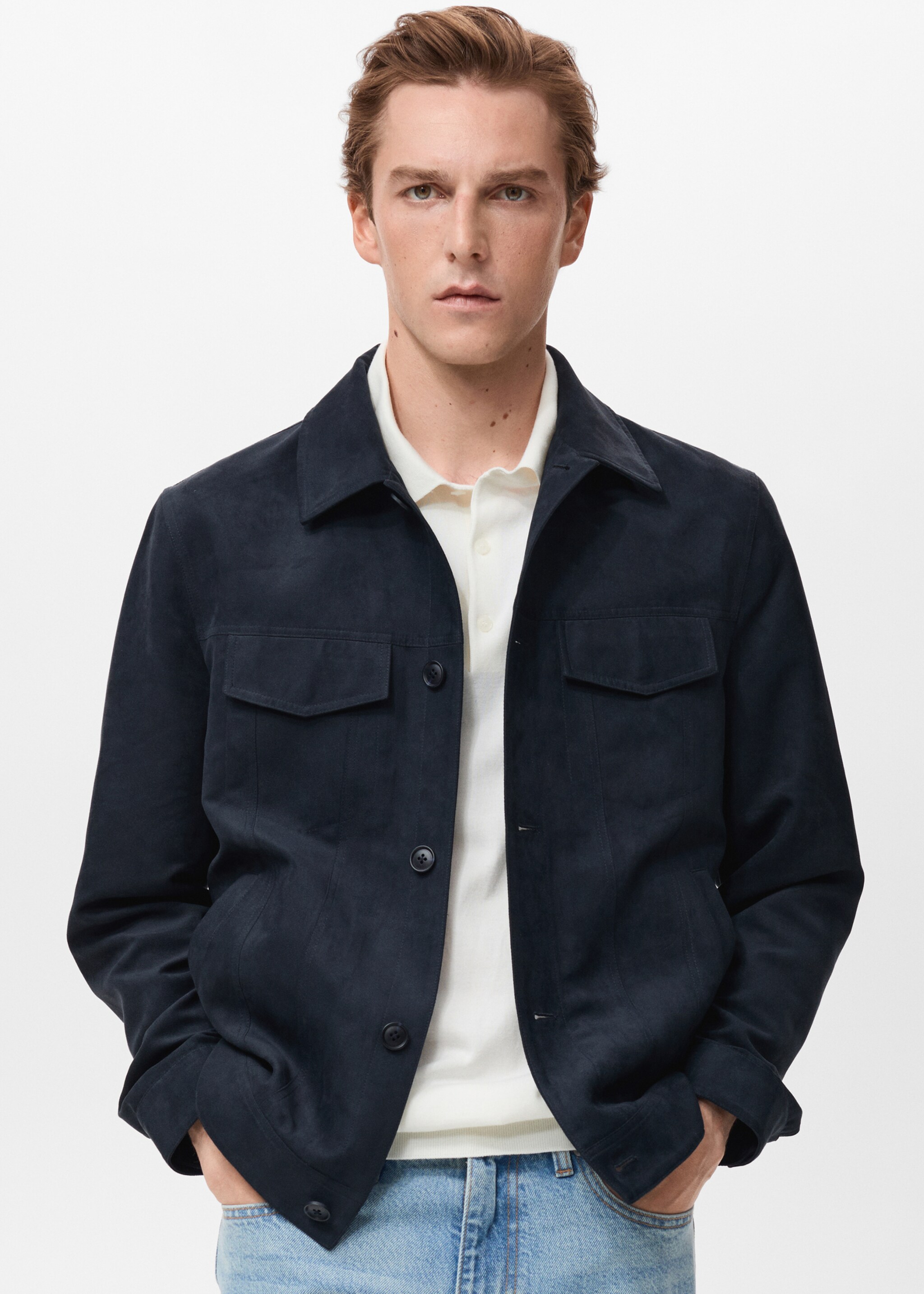 Suede leather-effect overshirt - Medium plane