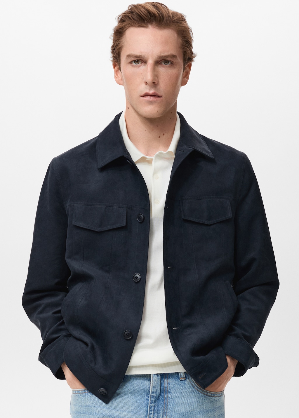 Suede faux-leather overshirt