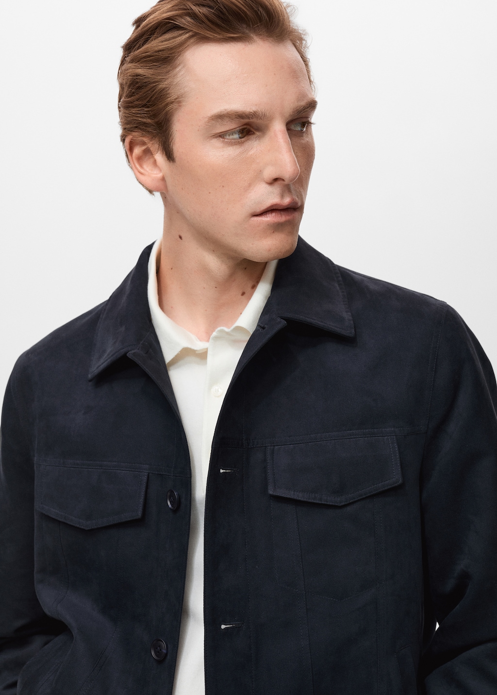 Suede faux-leather overshirt