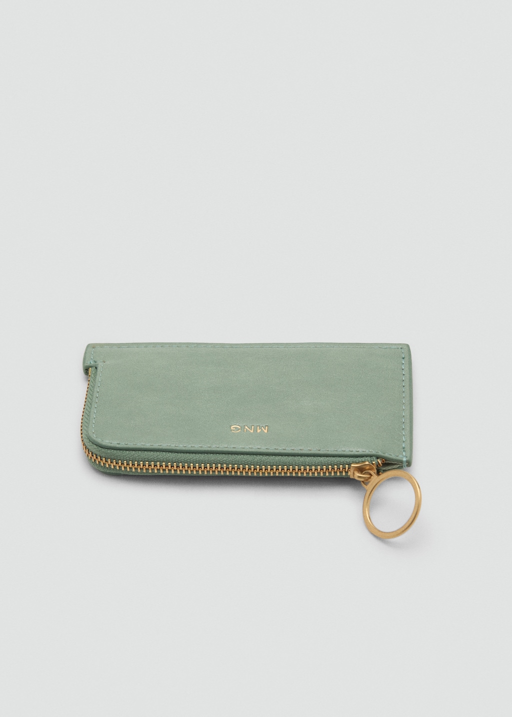 Hammered leather-effect card holder with zipper - Women