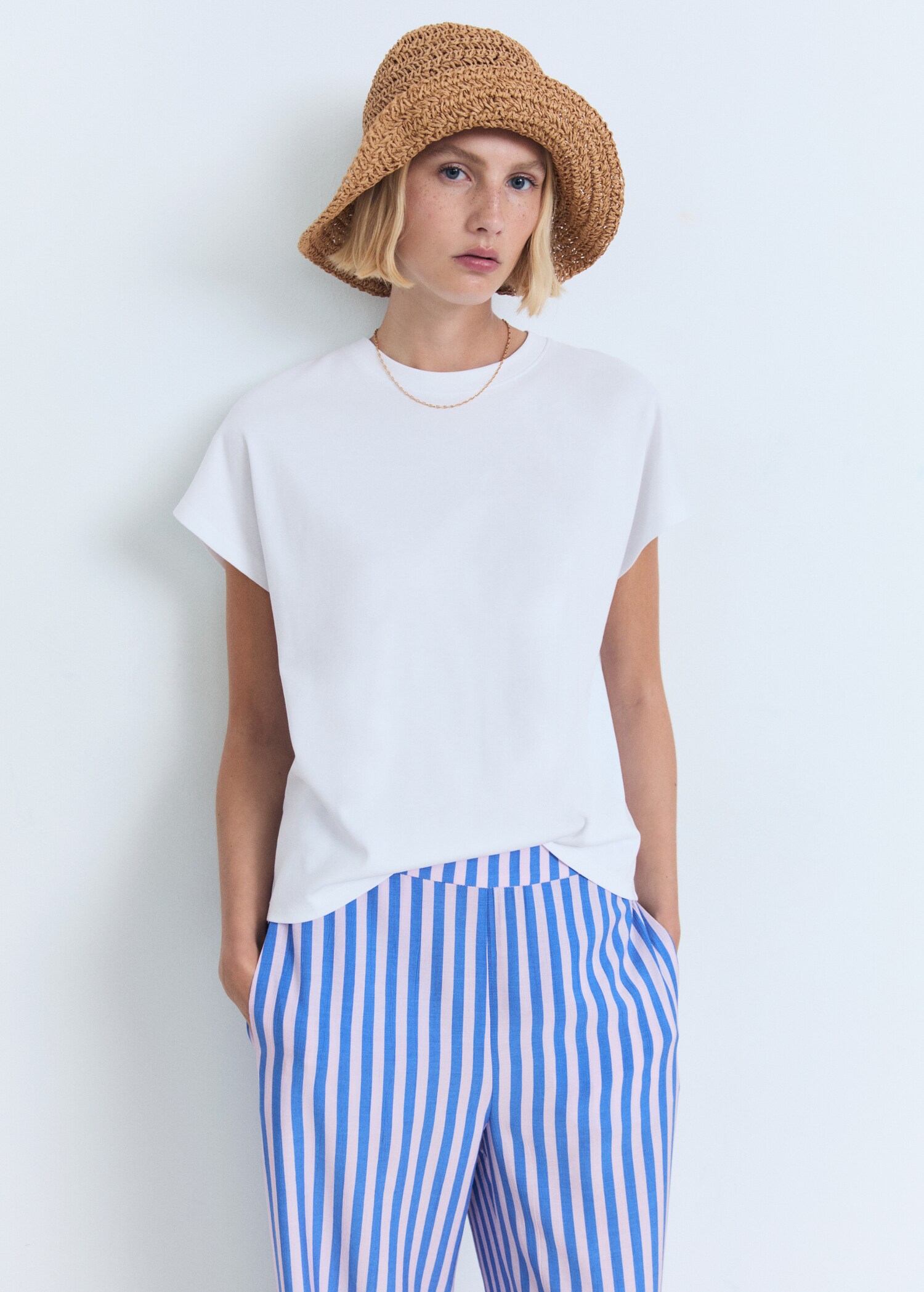 Stripe-print straight trousers - Details of the article 2