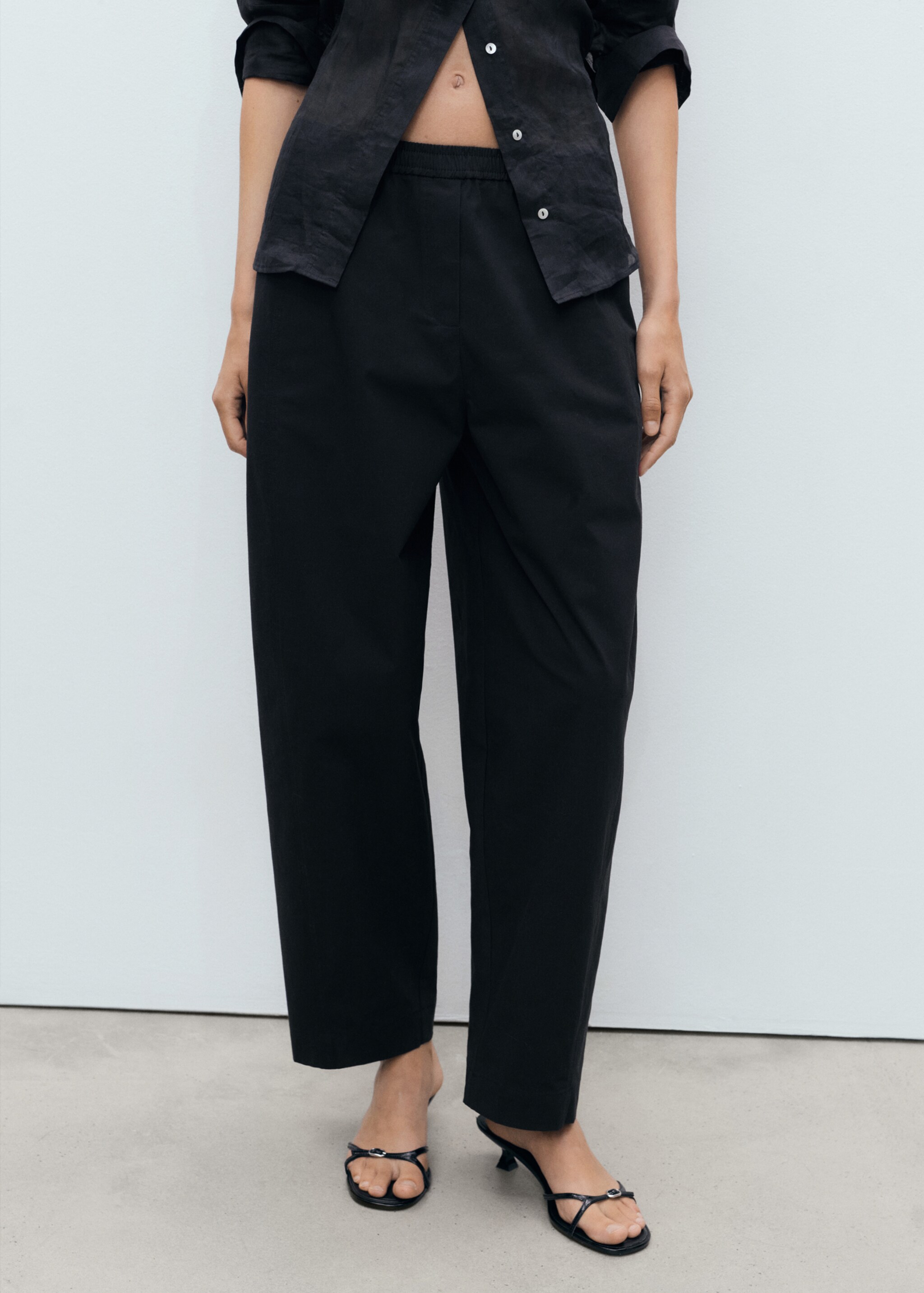 Paper bag cotton trousers - Medium plane