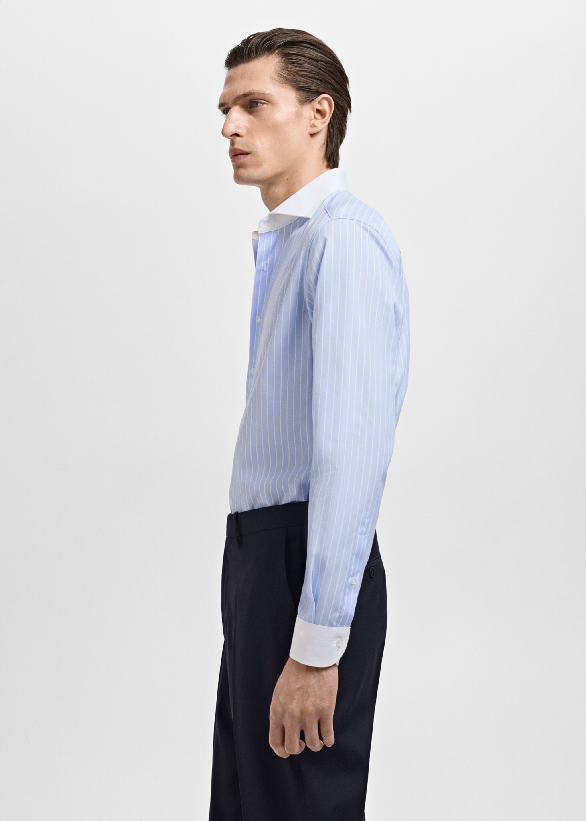 Striped-print slim-fit suit shirt - Details of the article 2