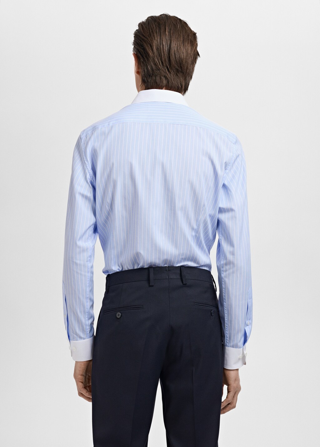 Striped-print slim-fit suit shirt