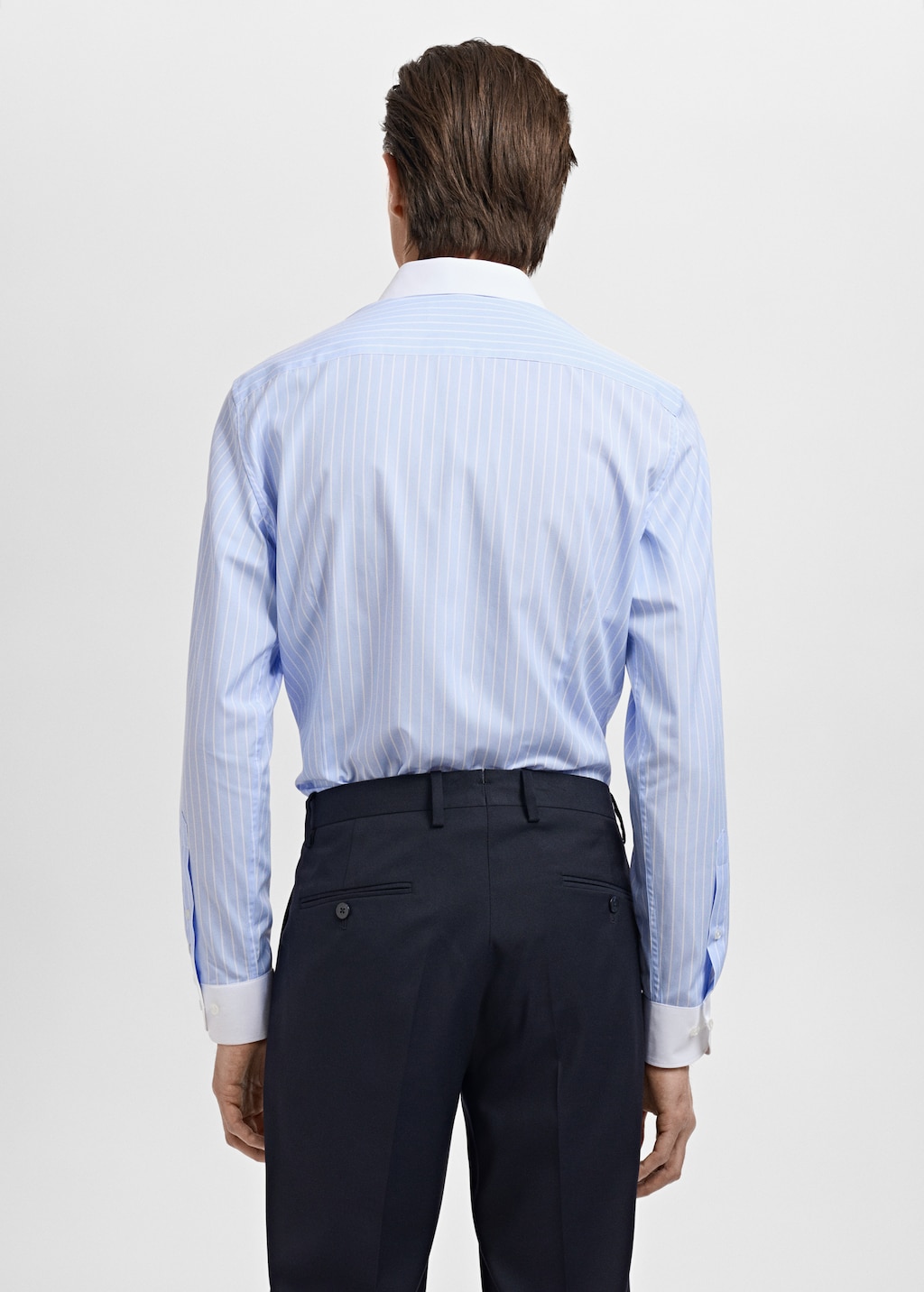 Striped-print slim-fit suit shirt