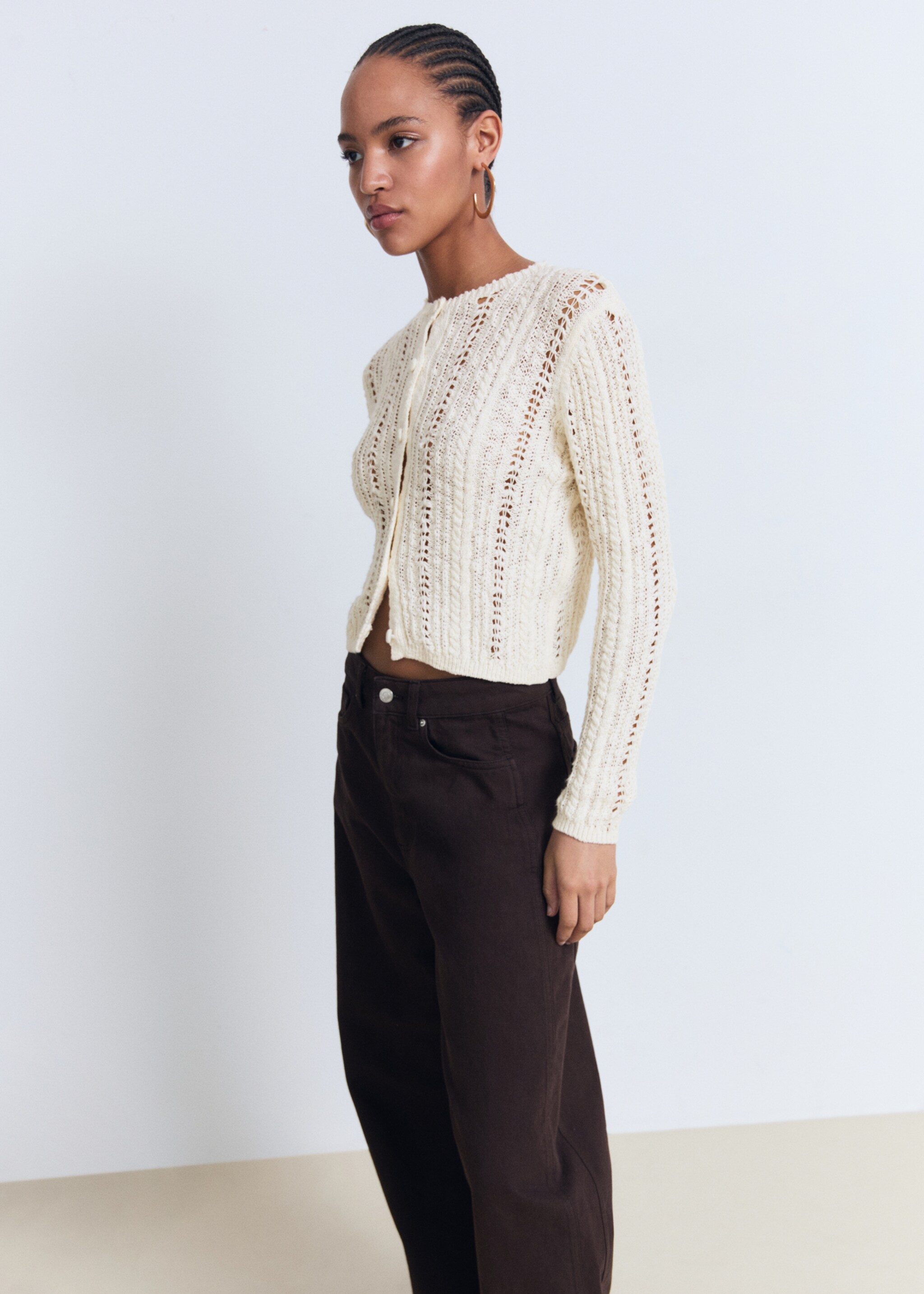 Cardigan maille ajourée - Plan moyen