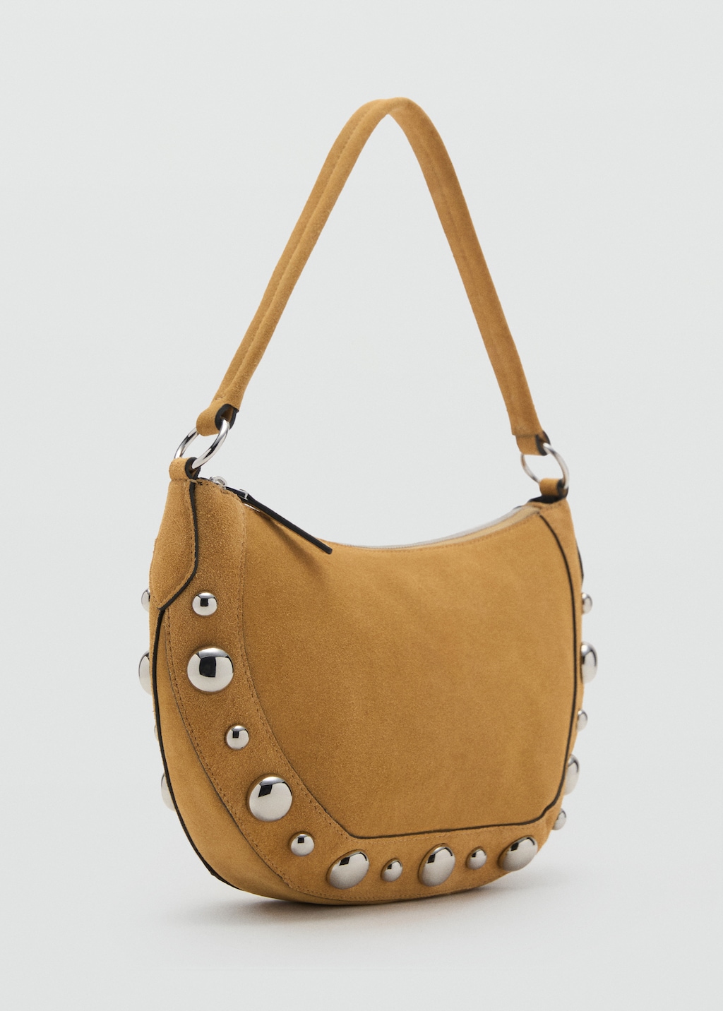 Suede leather studded handbag