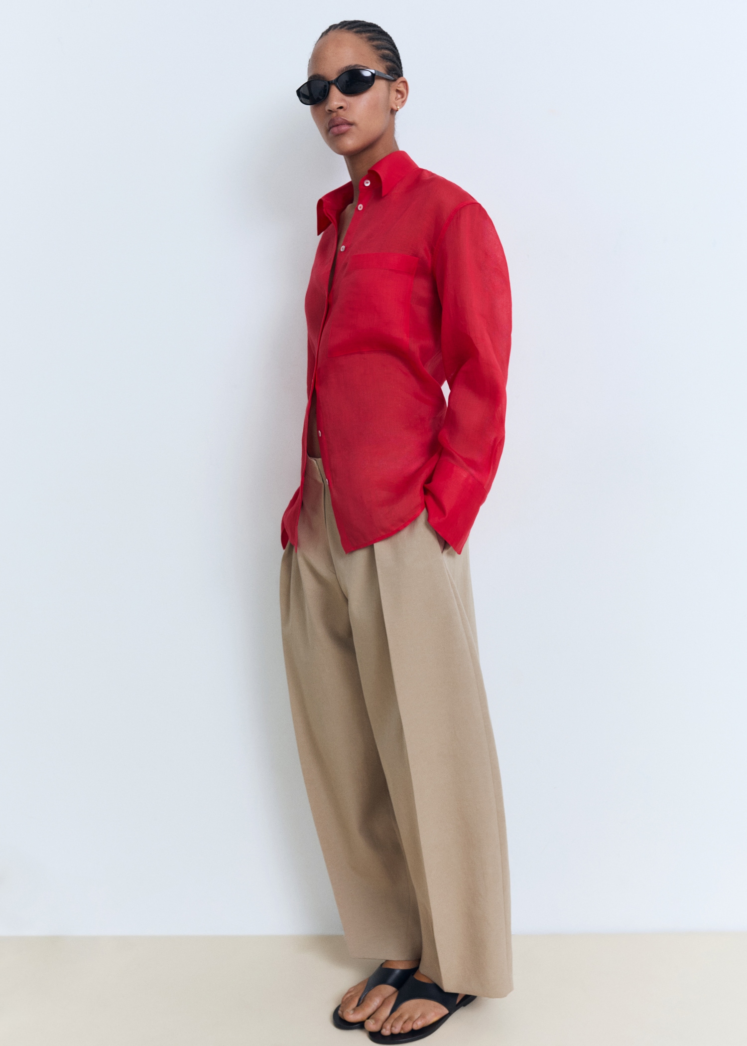 Linen-blend balloon trousers - Details of the article 1