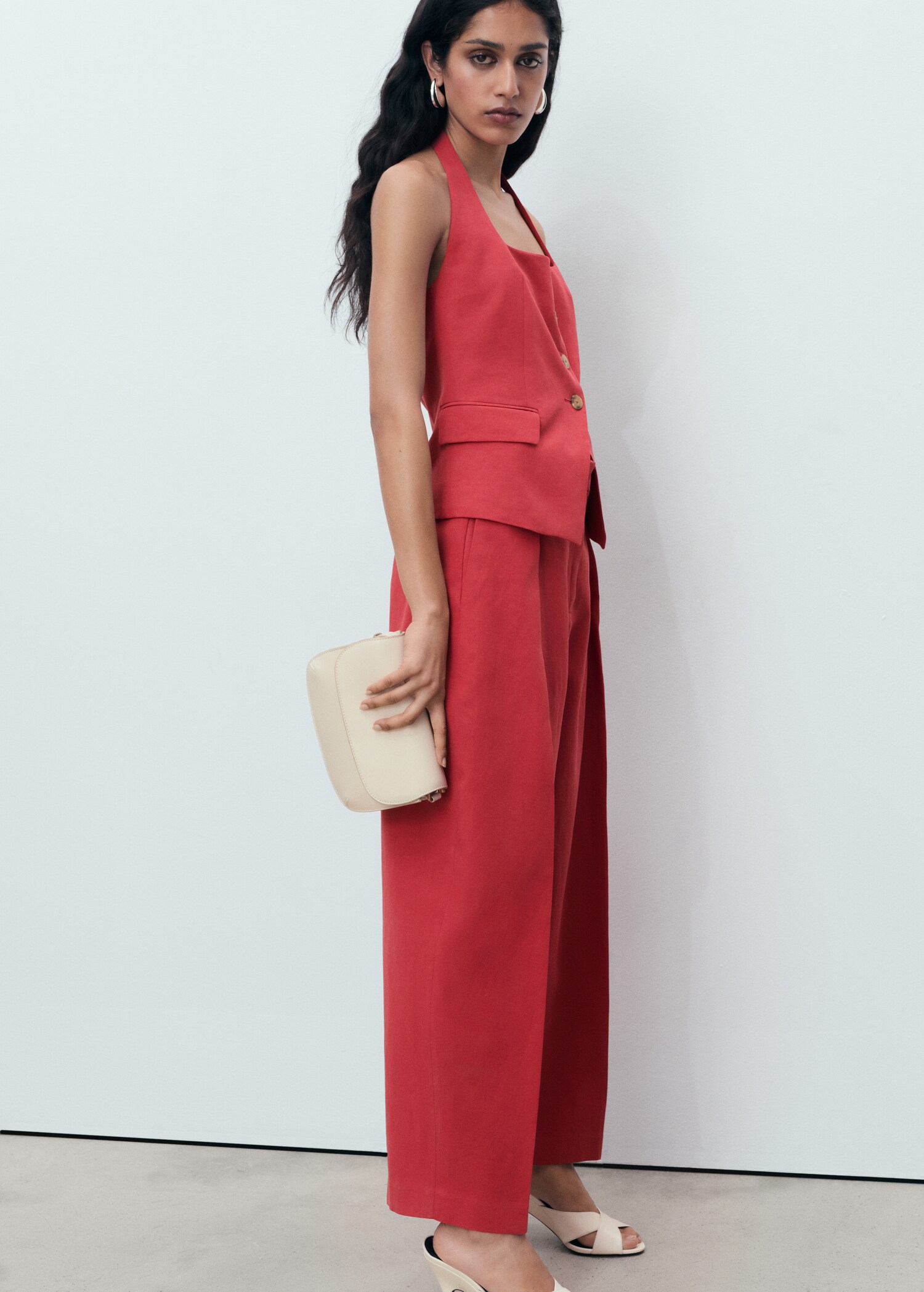 Linen blend balloon suit trousers - Details of the article 2