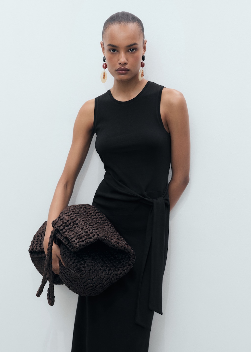 Vestido midi algodón nudo