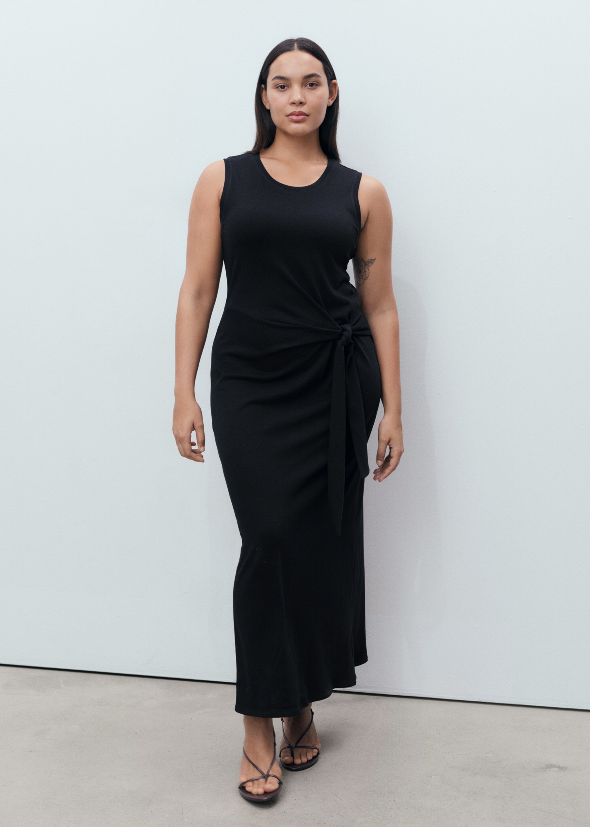 Cotton midi-dress with knot detail - Details of the article 3