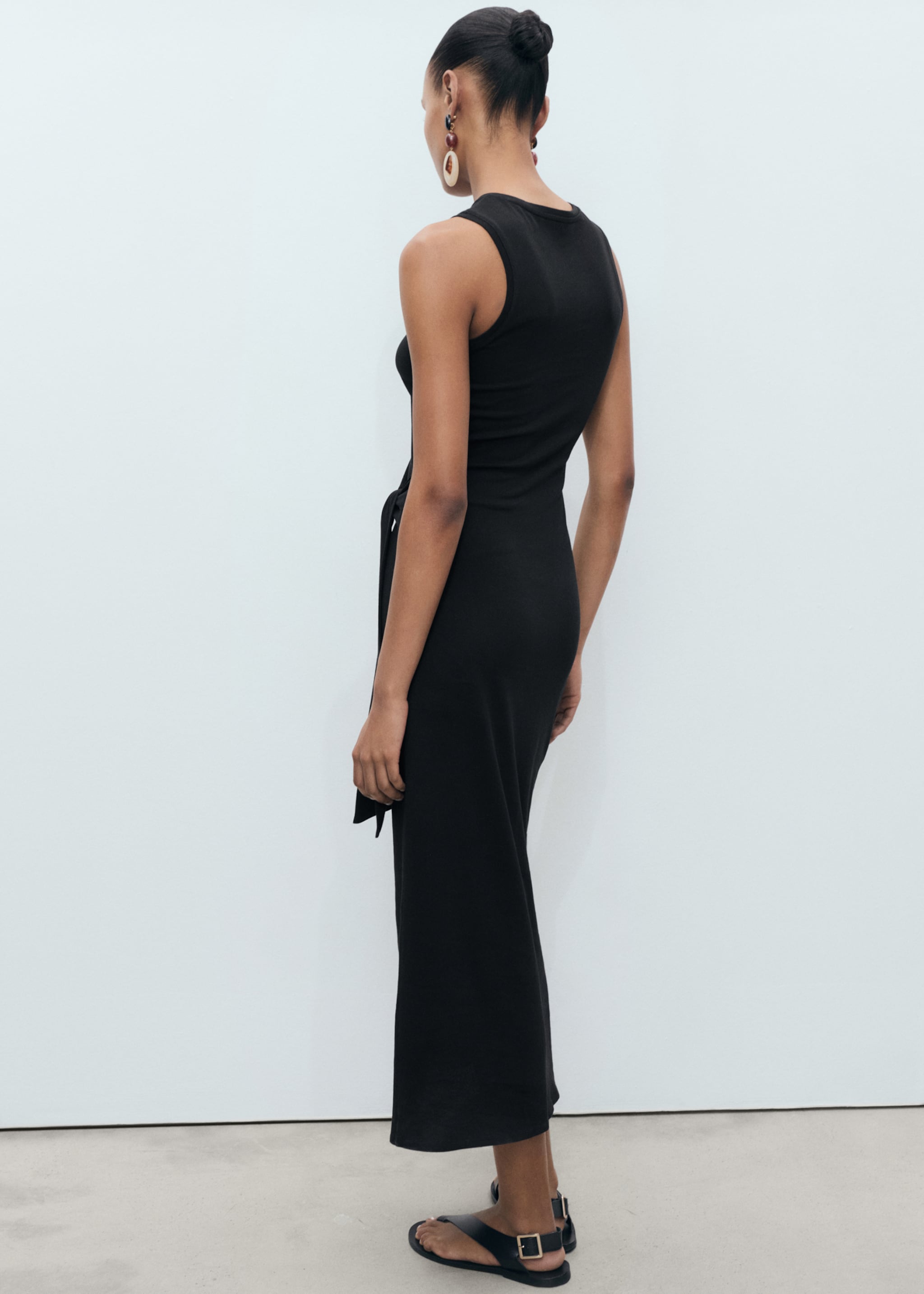 Cotton midi-dress with knot detail - Reverse of the article