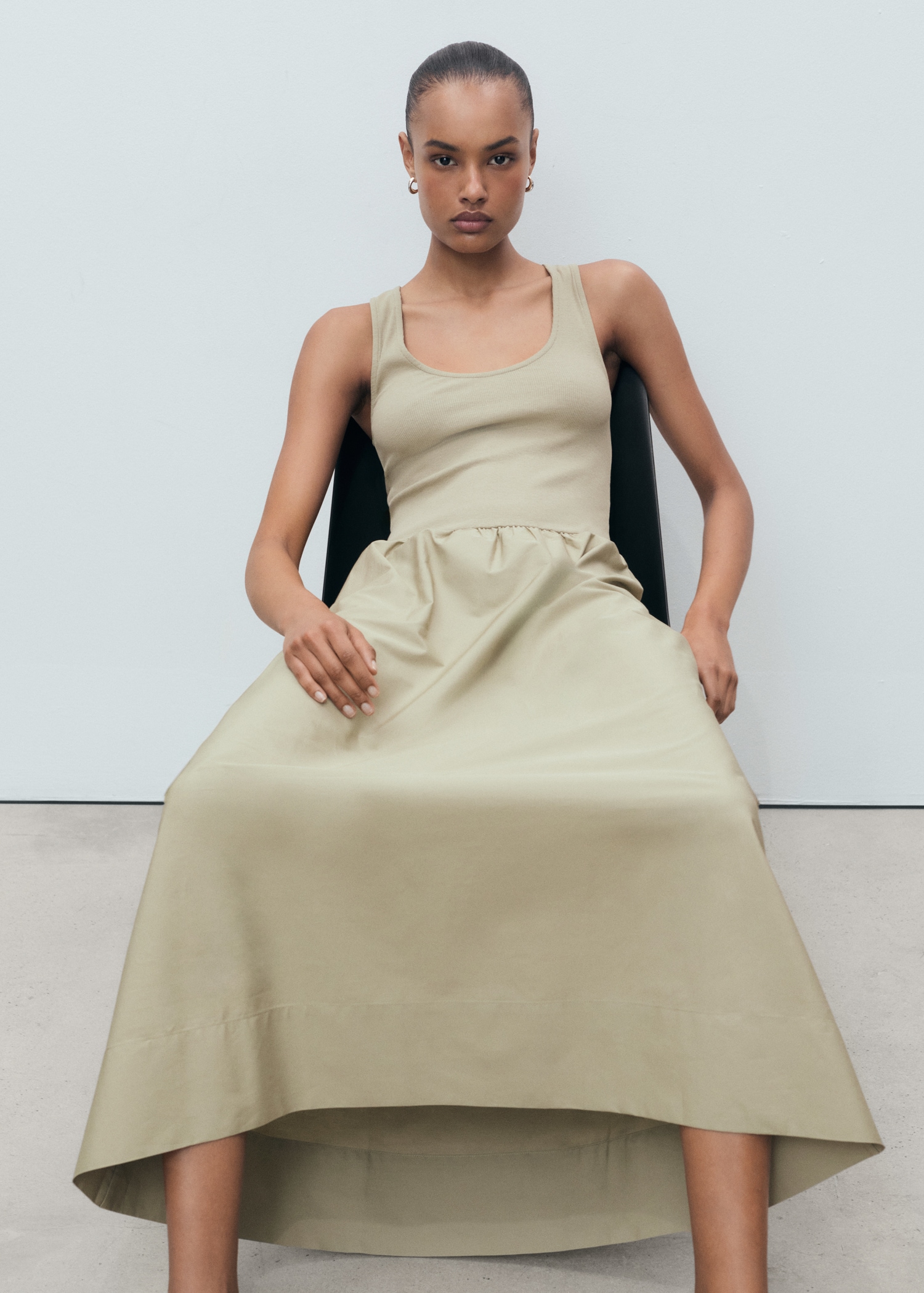 Vestido evasé tejido combinado - Detalle del artículo 2