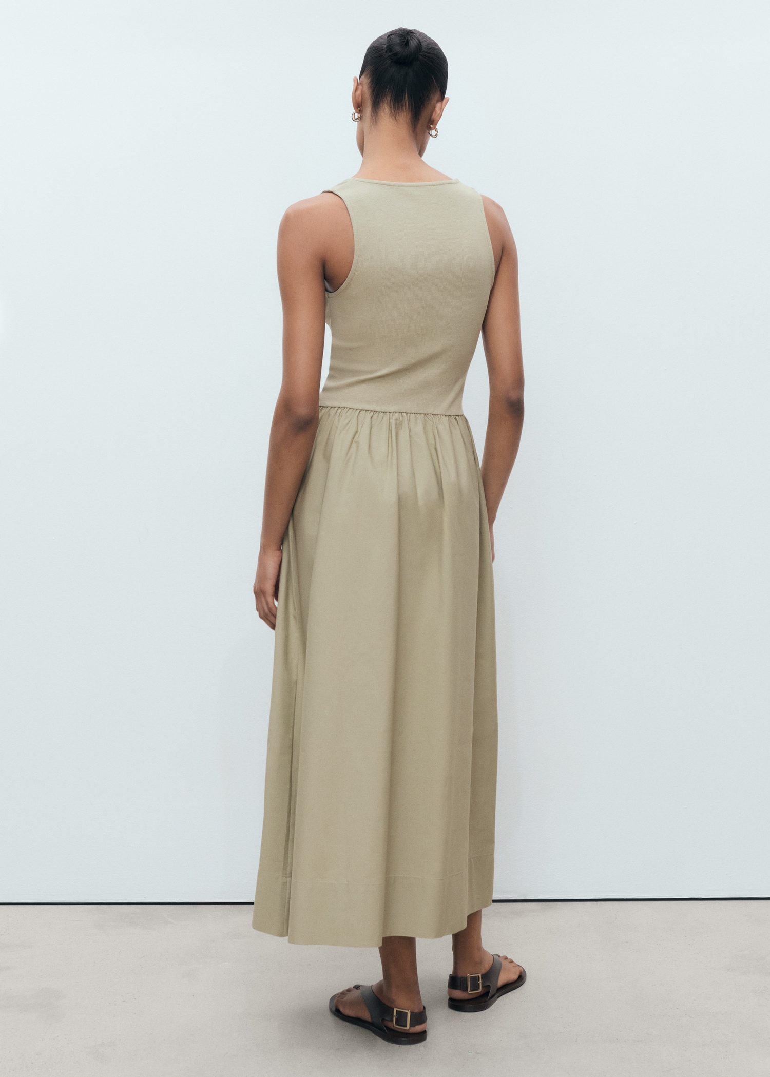 Vestido evasé tejido combinado - Reverso del artículo