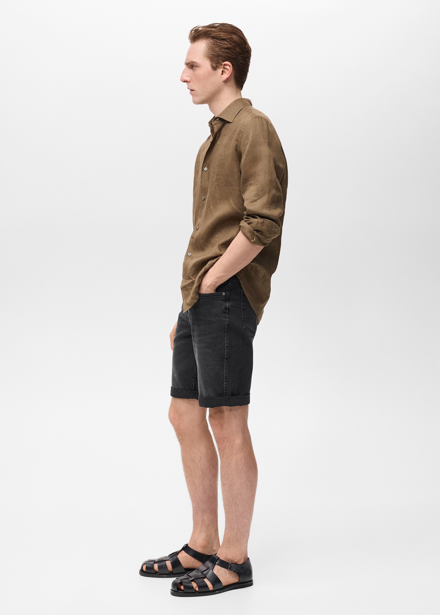 Slim-fit denim bermuda shorts - Details of the article 2