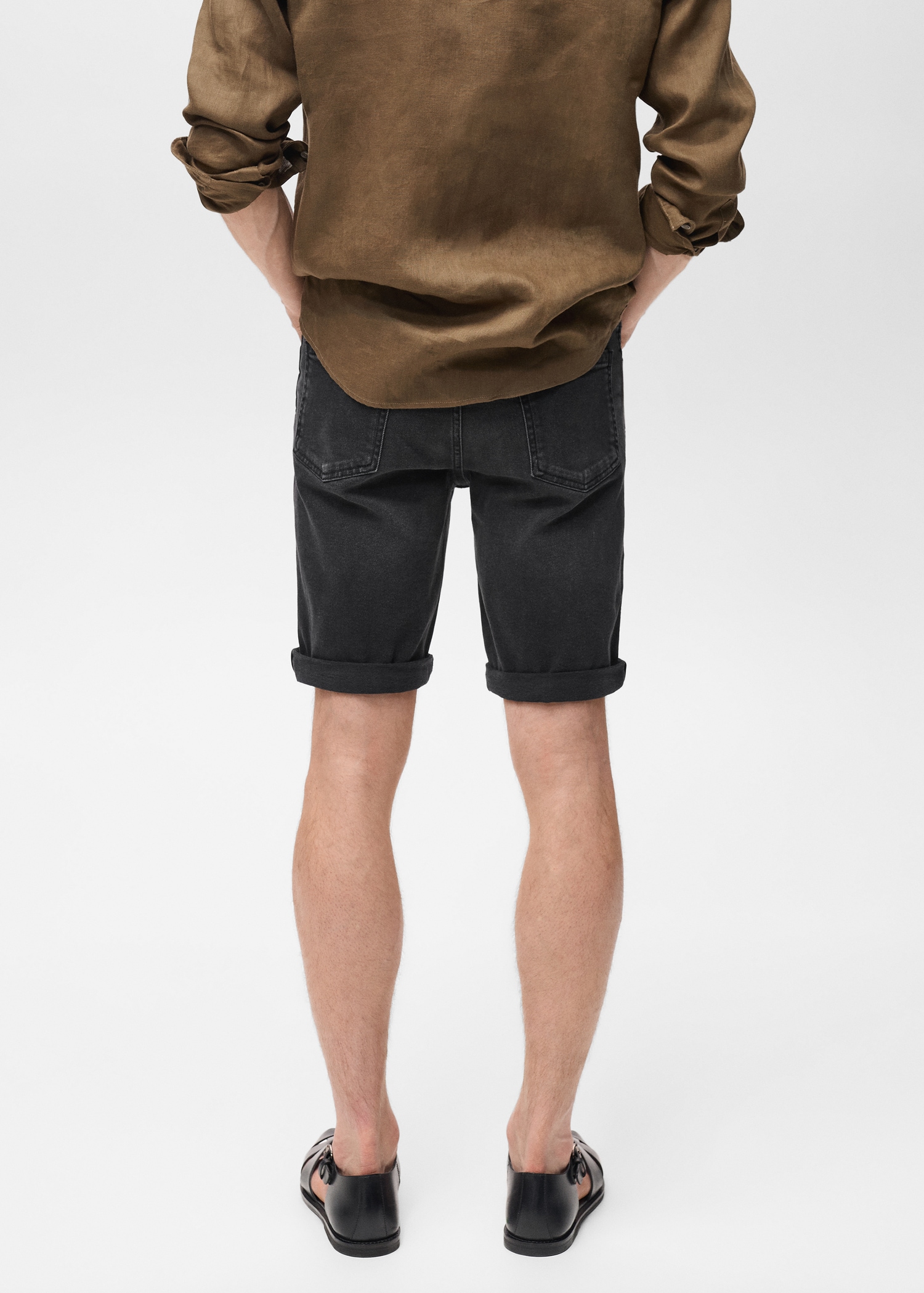 Slim-fit denim bermuda shorts - Reverse of the article