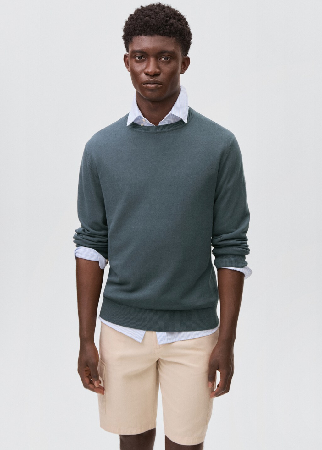 ★22-23FW★KNITTED★COTTON MINIMAL ROUND KNIT Knitted cotton sweater - Teen | MANGO USA