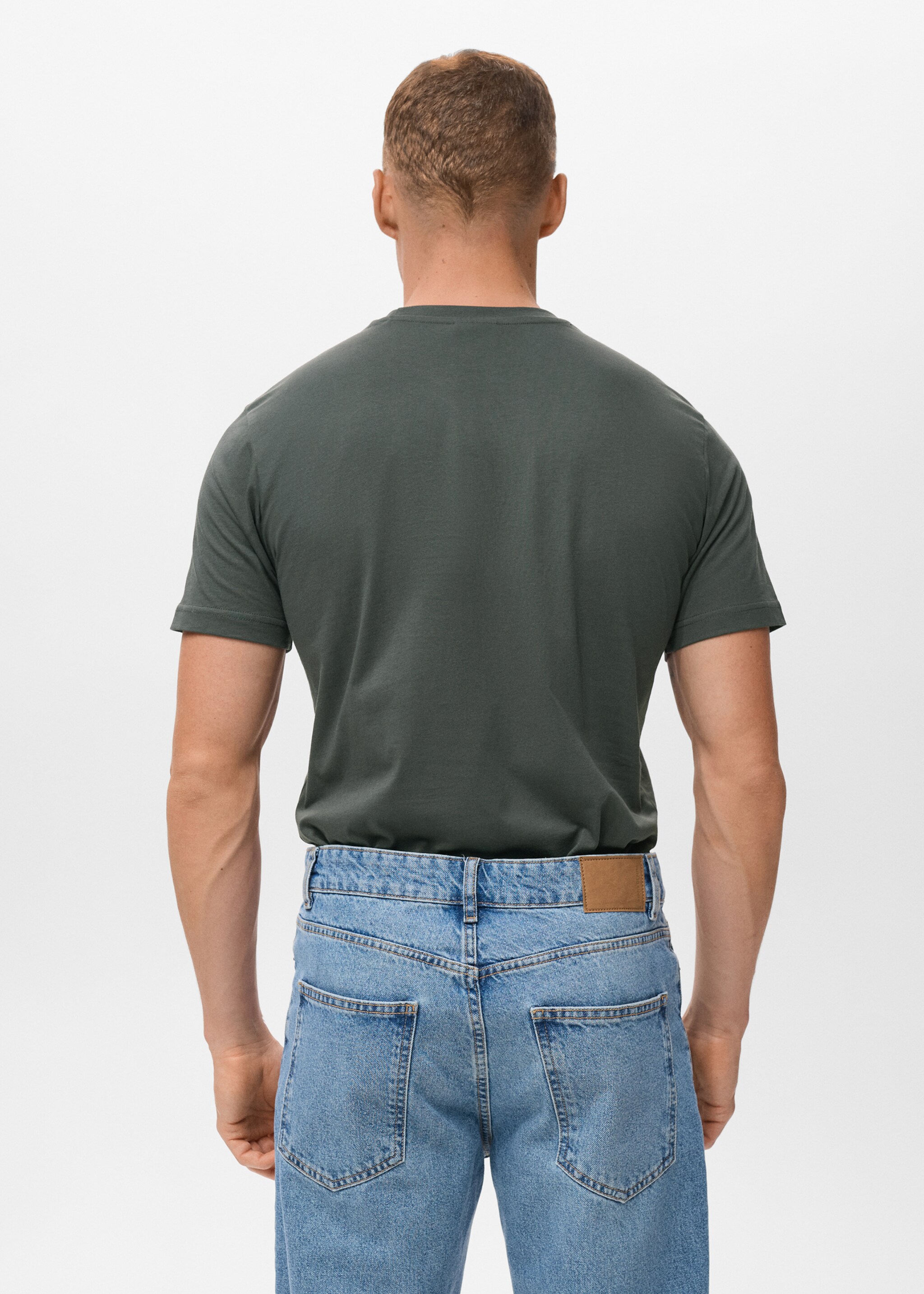 T-shirt slim-fit 100 % coton - Verso de l’article, Marron moyen. Ref: 17031230-00.