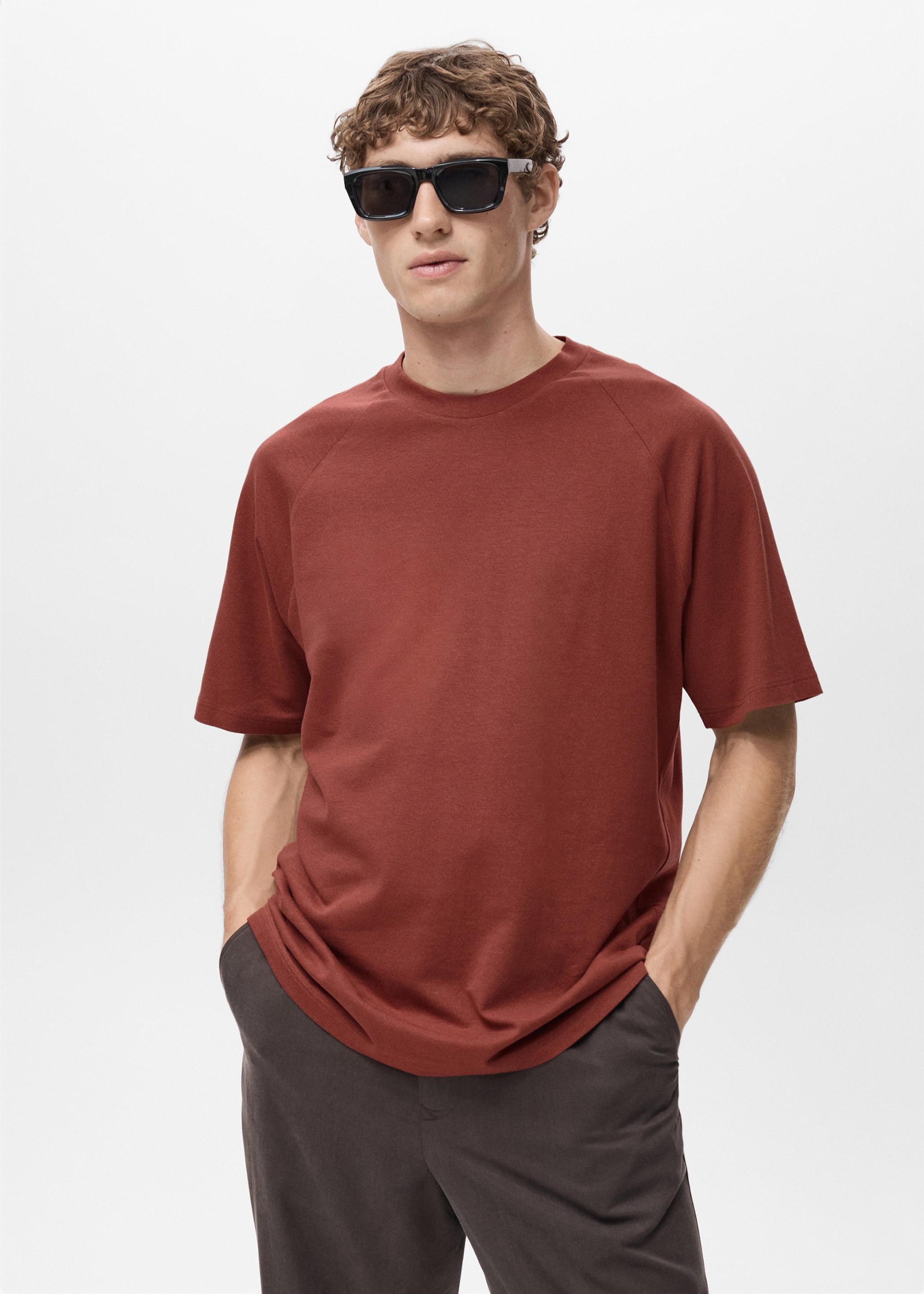 T-shirt coton lin relaxed-fit - Plan moyen