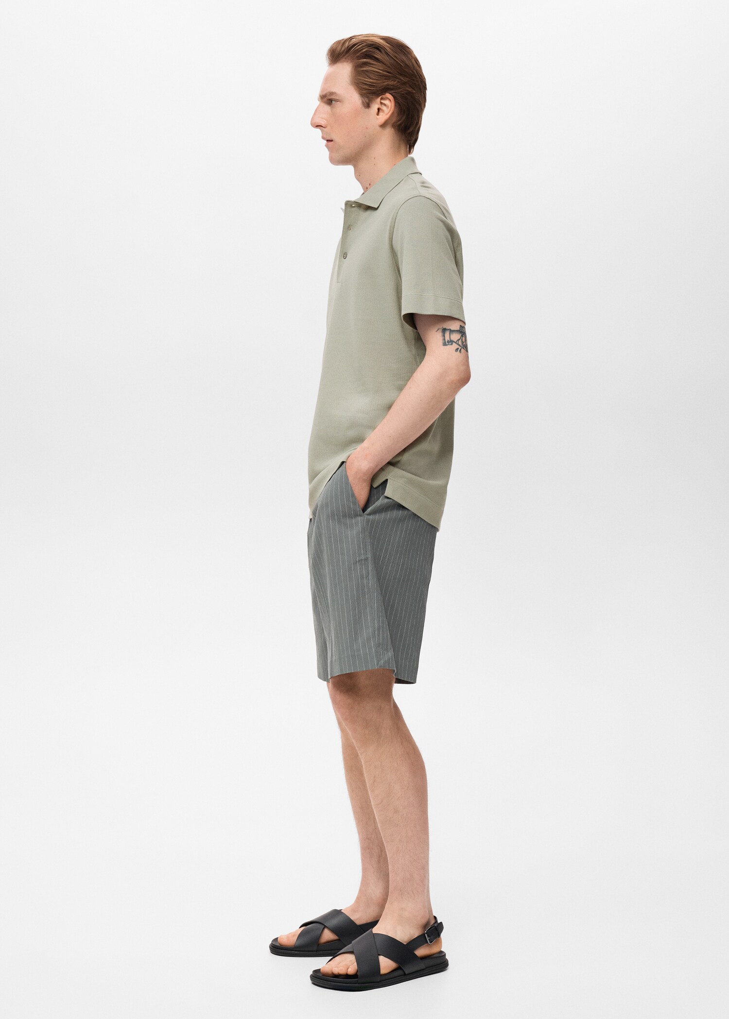 Fine rib-knit polo shirt - Details of the article 2