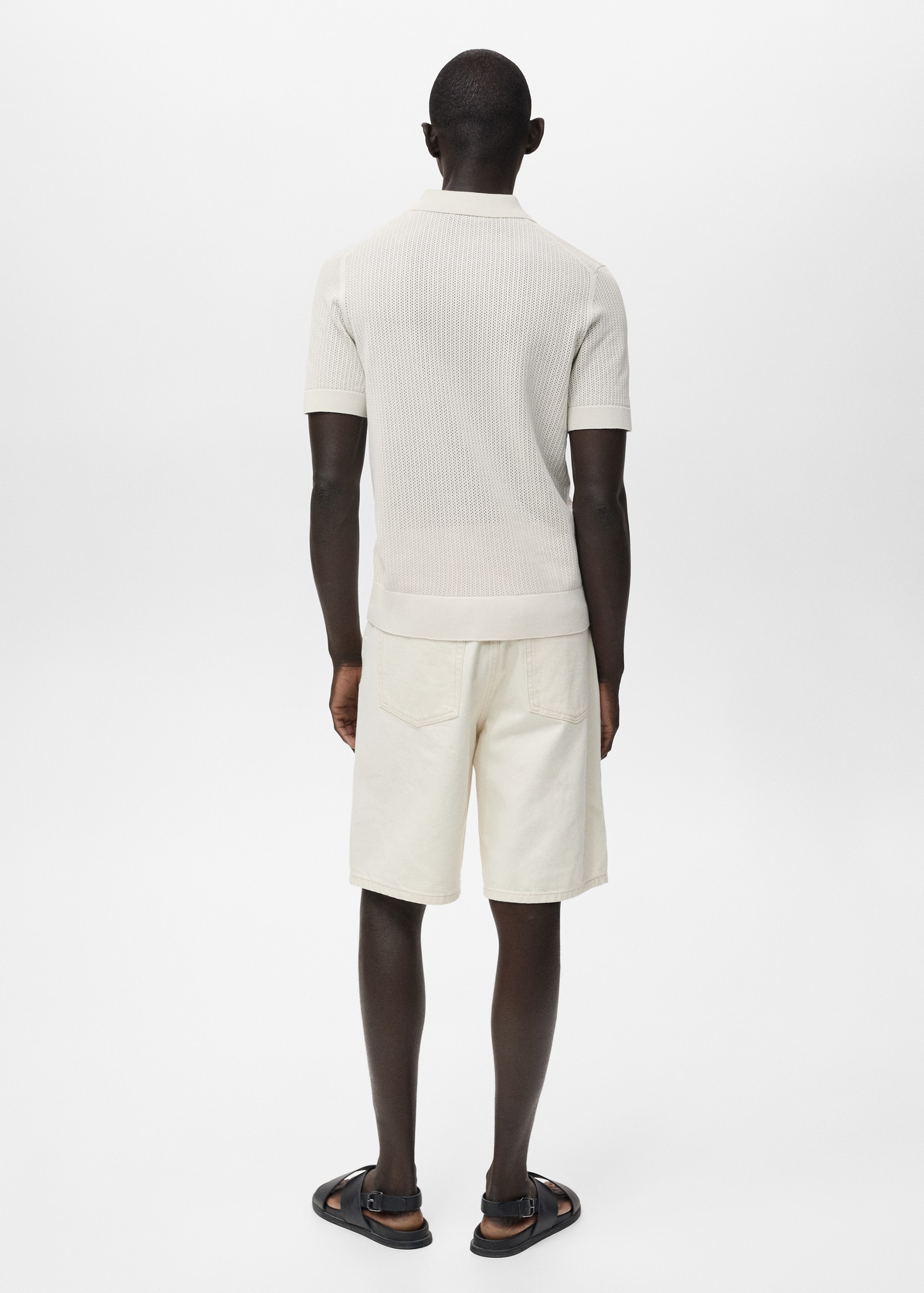 Openwork knitted cotton polo shirt - Reverse of the article
