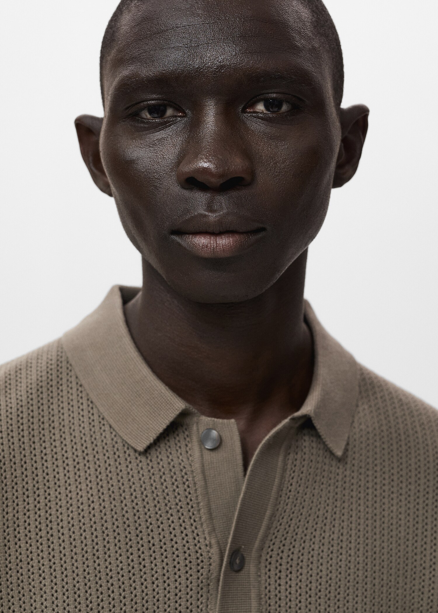 Openwork knitted cotton polo shirt - Details of the article 1