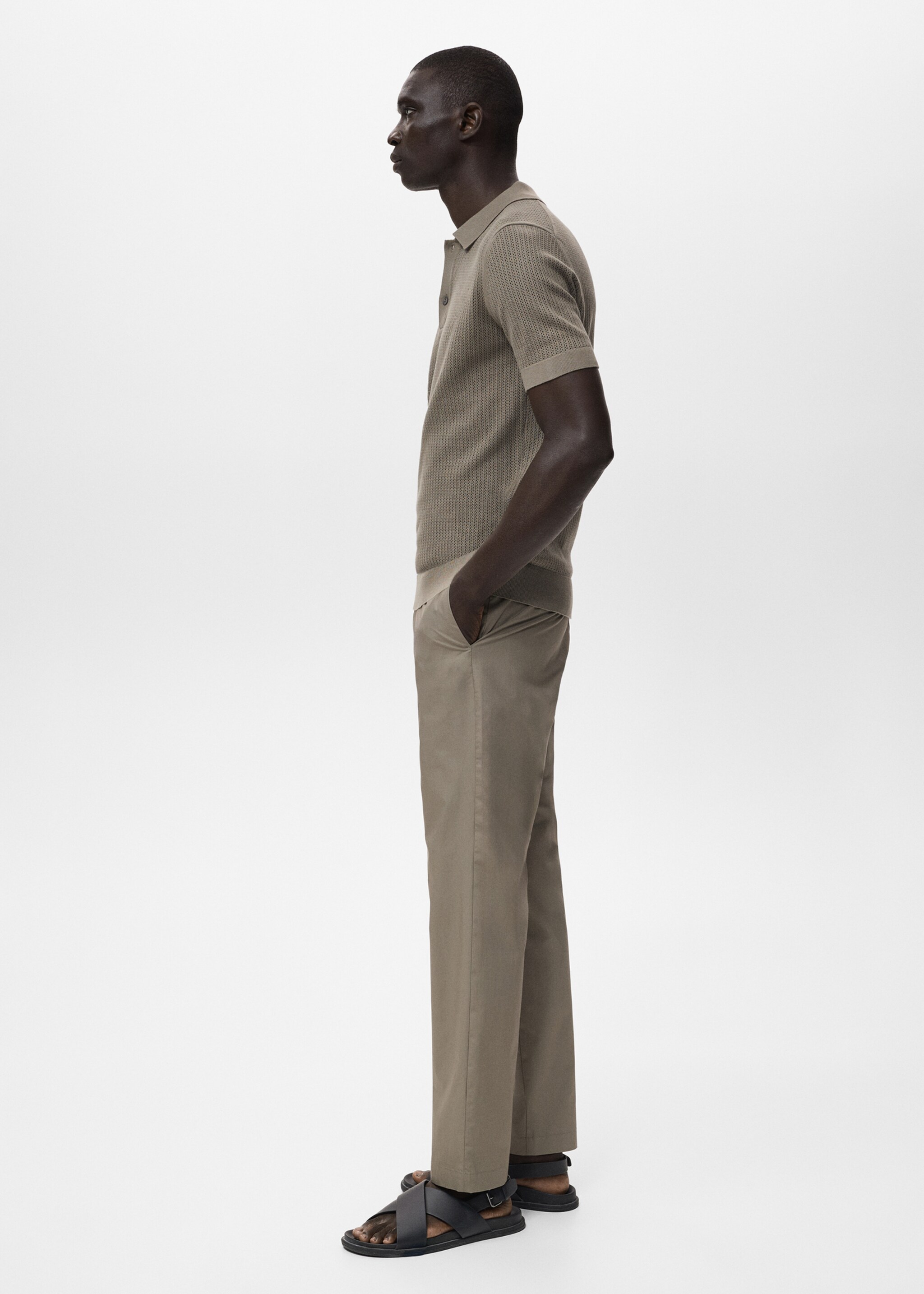 Openwork knitted cotton polo shirt - Details of the article 2