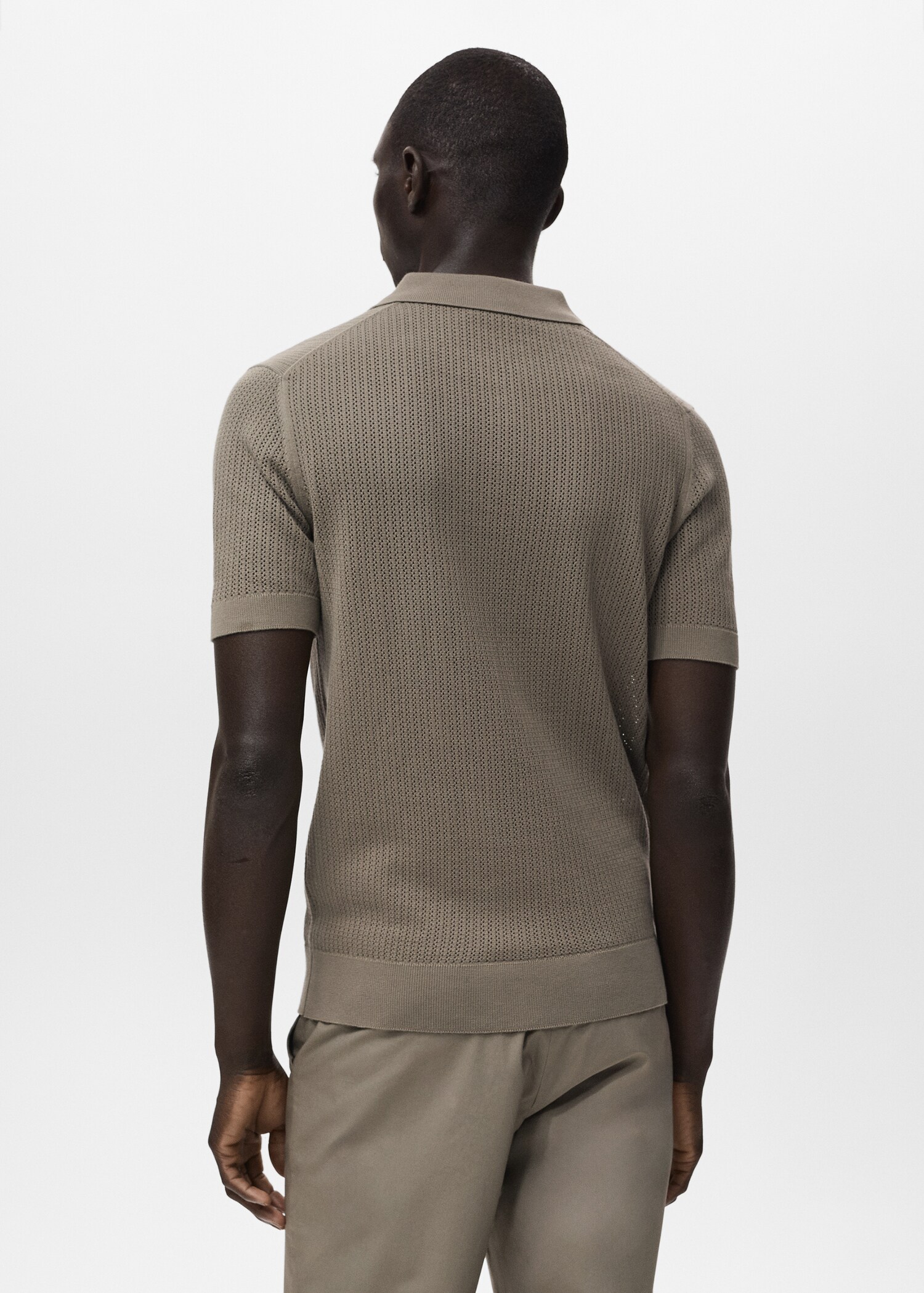Openwork knitted cotton polo shirt - Reverse of the article