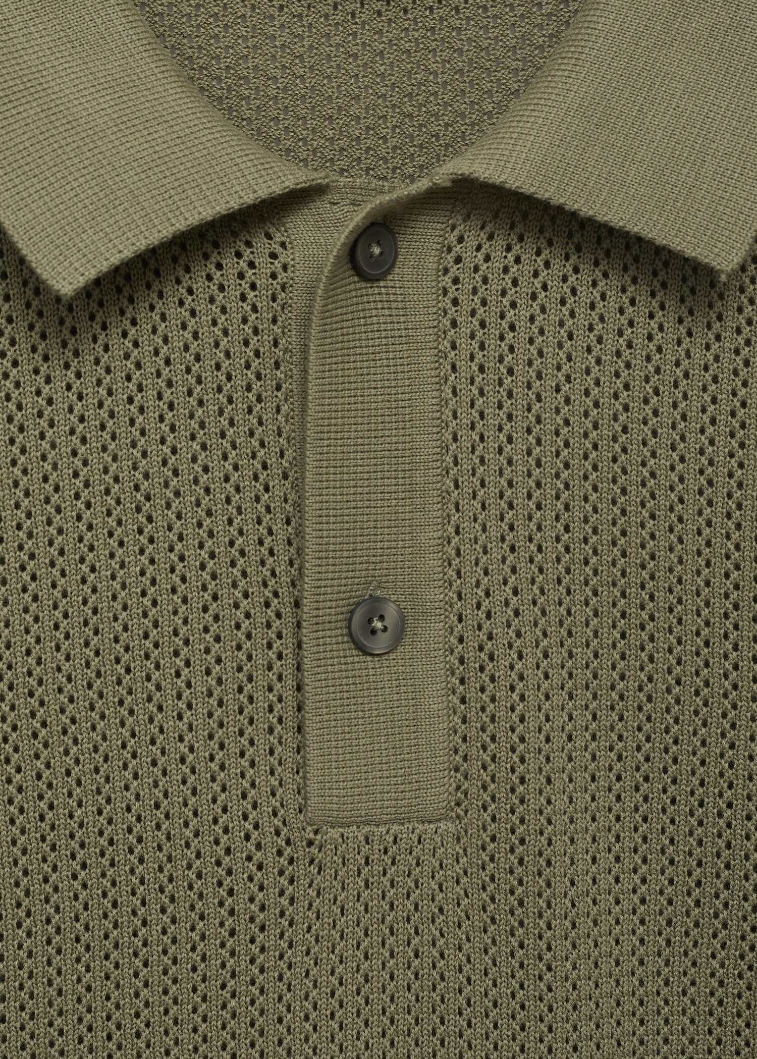Polo din tricot ajurat din bumbac - Detaliu al articolului 8