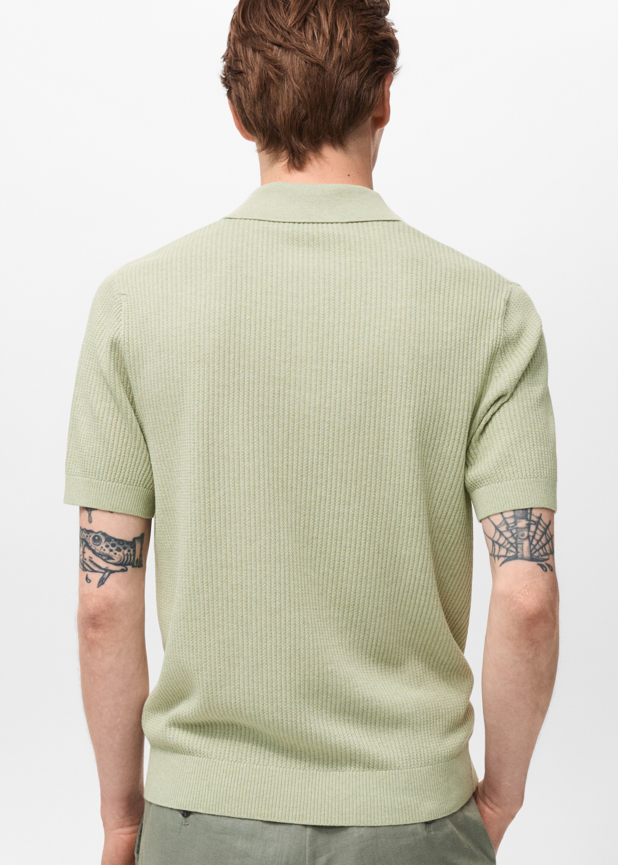 Geribd gebreid poloshirt - Achterkant van het artikel