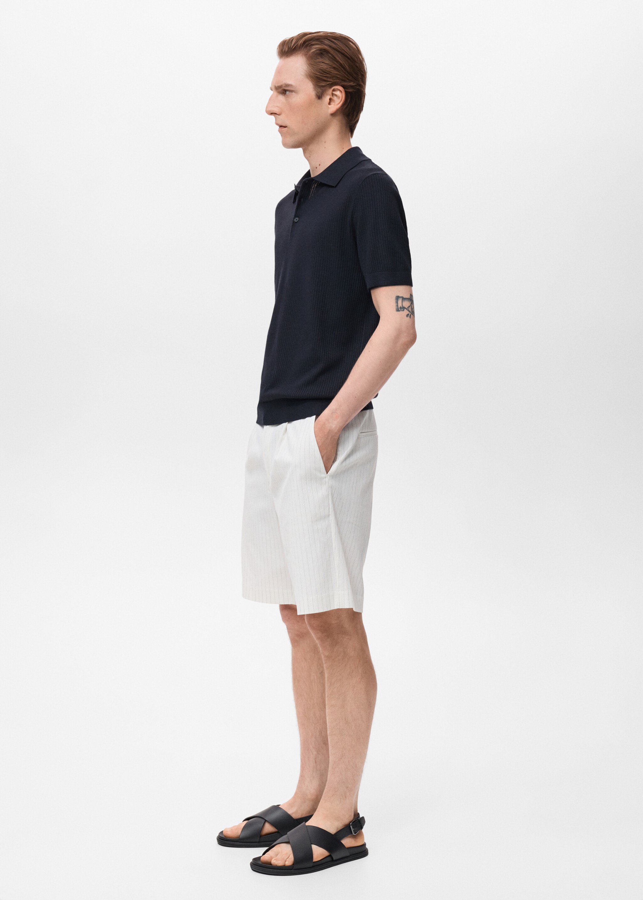 Geribd gebreid poloshirt - Detail van het artikel 2
