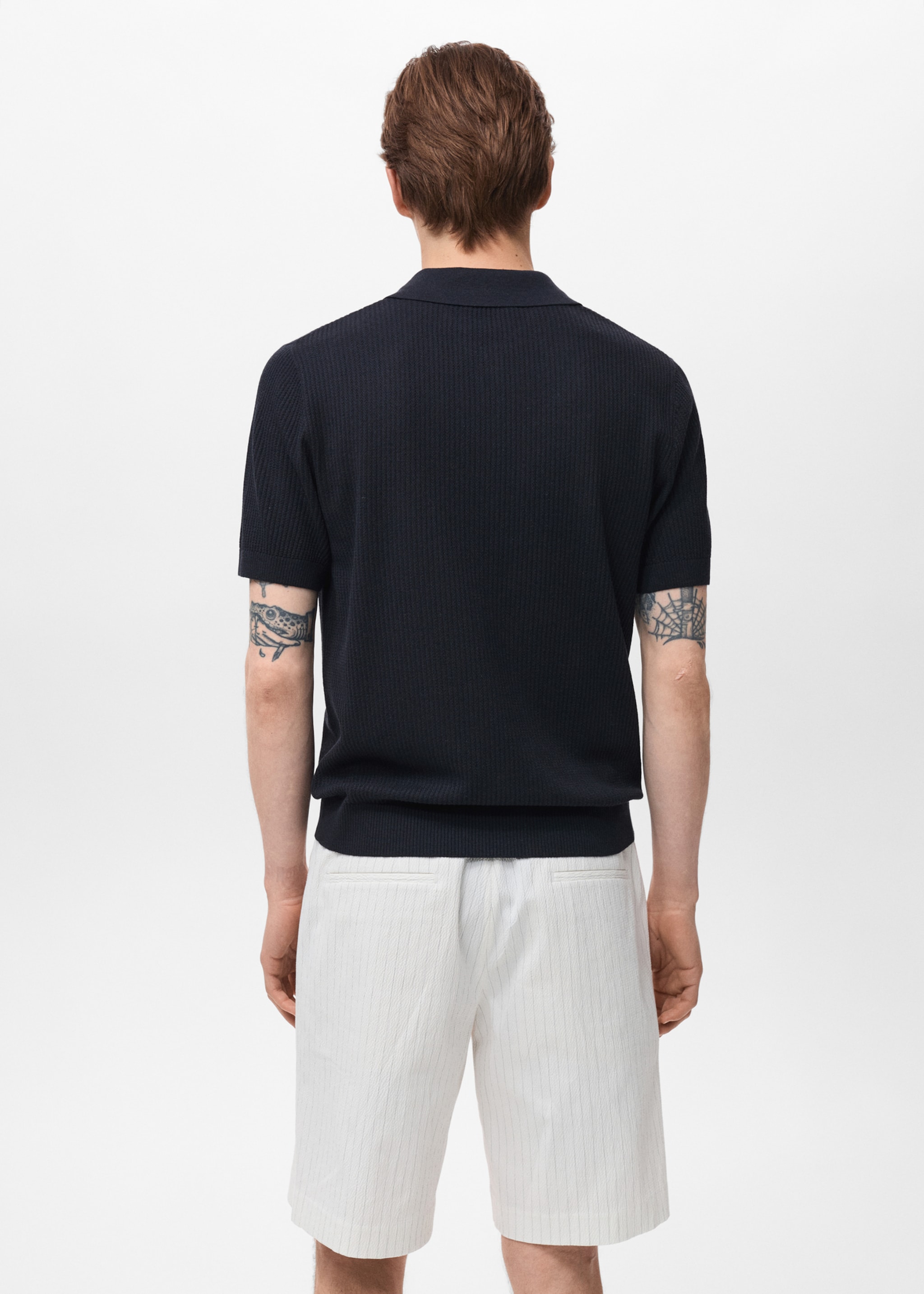 Geribd gebreid poloshirt - Achterkant van het artikel