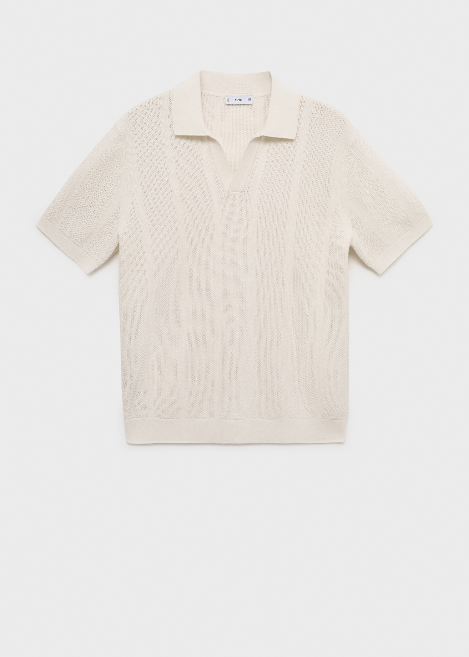 Openwork knitted cotton polo shirt - Article without model
