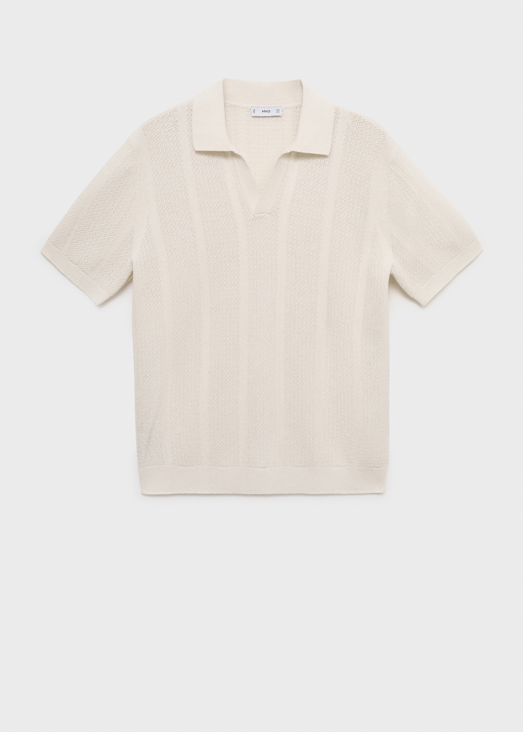 Knitted cotton polo shirt with lace pattern