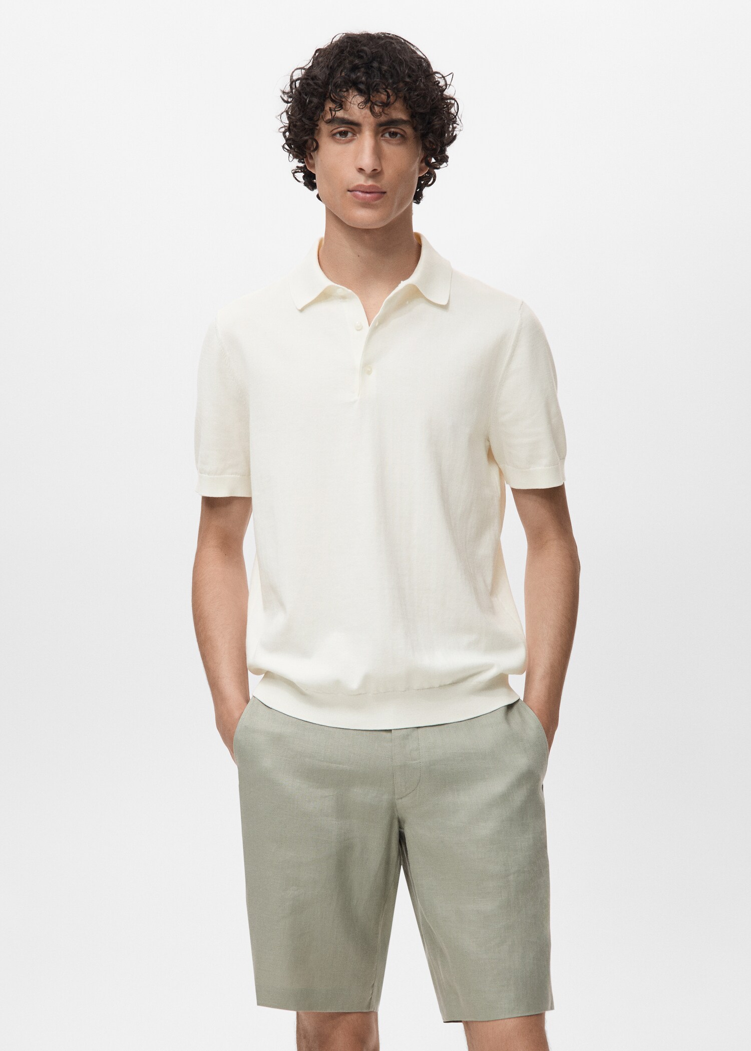 Feinstrick-Poloshirt aus 100 % Baumwolle - Mittlere Ansicht
