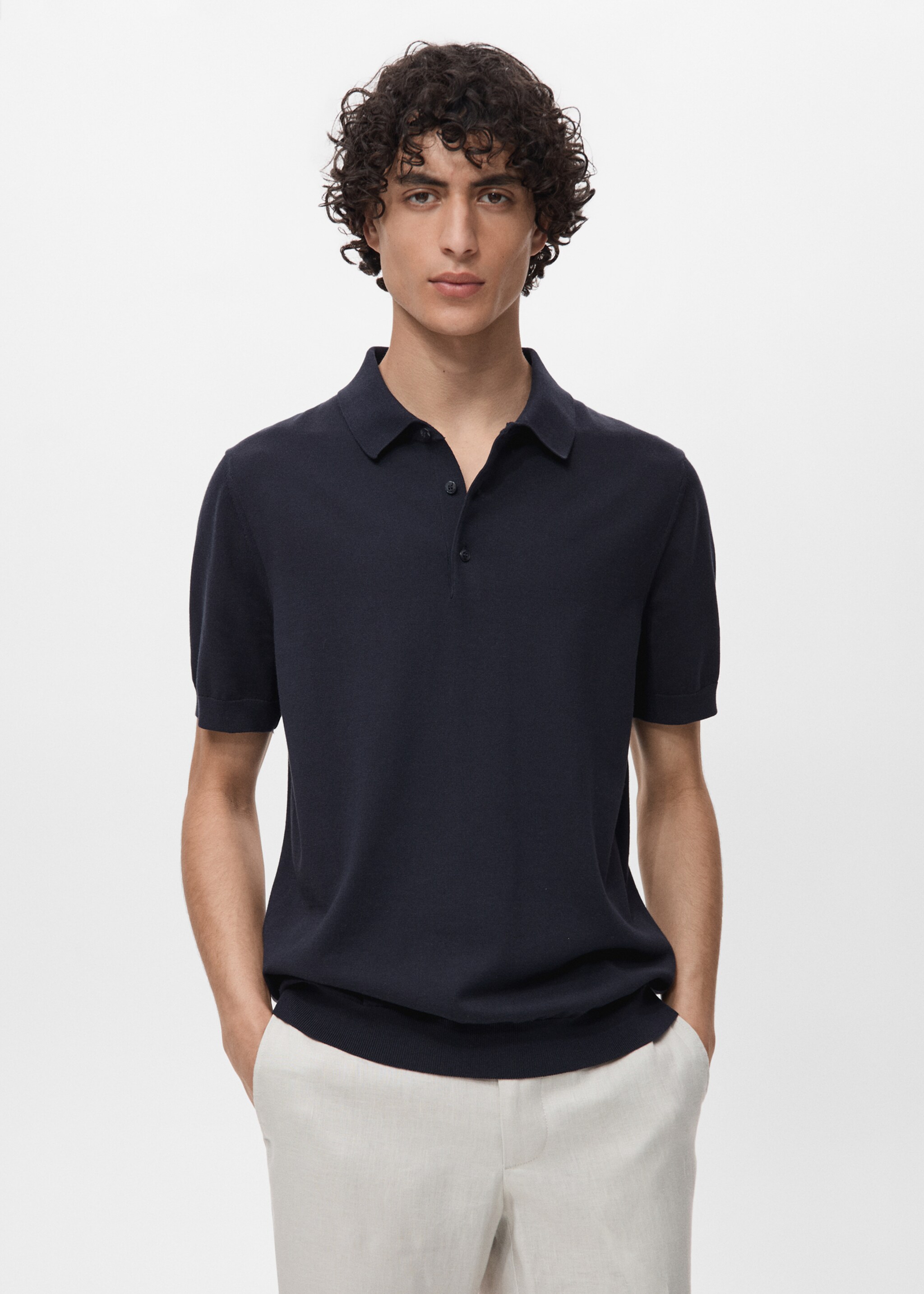 100% cotton fine-knit polo shirt - Medium plane
