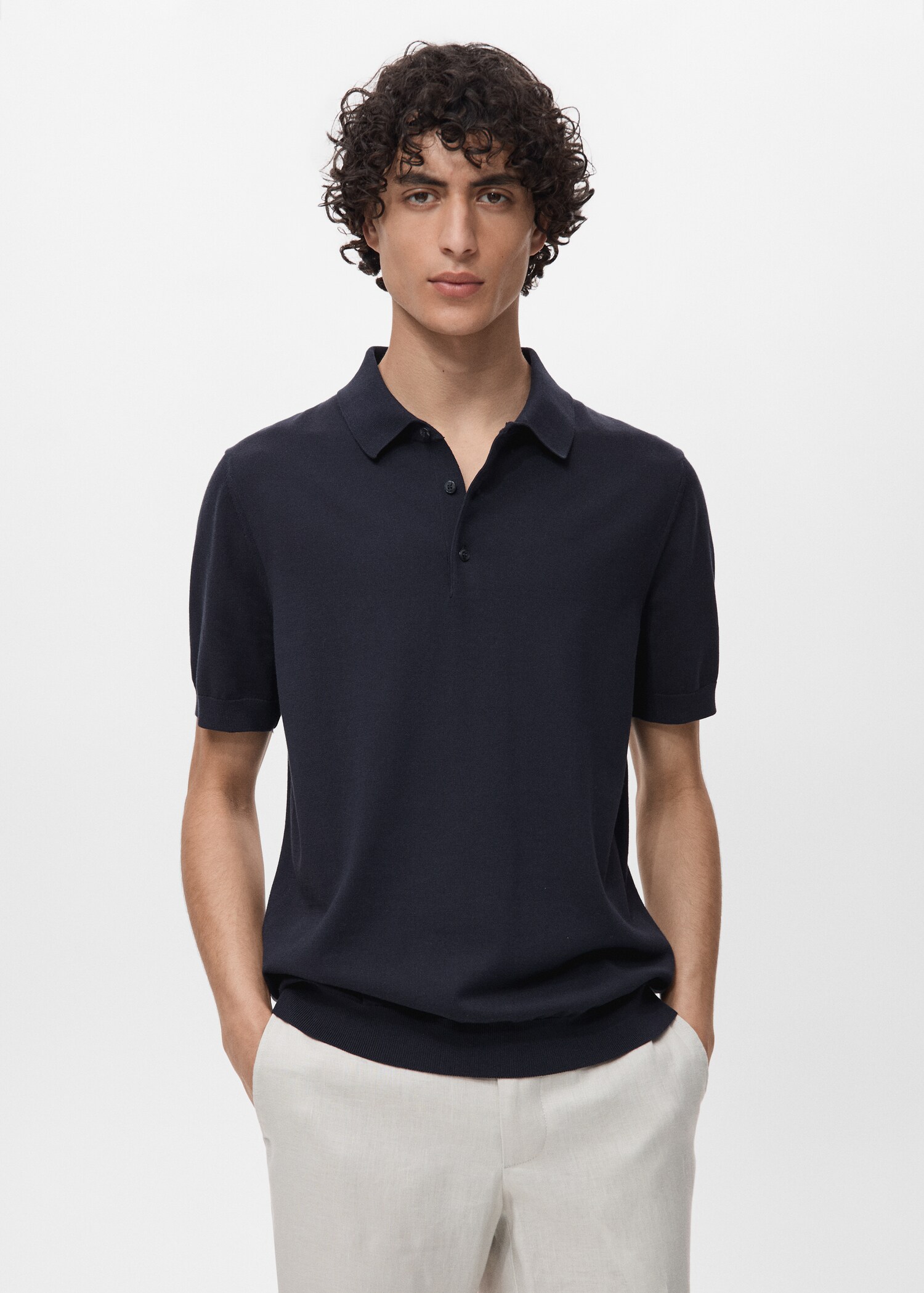 100% cotton fine-knit polo shirt - Medium plane