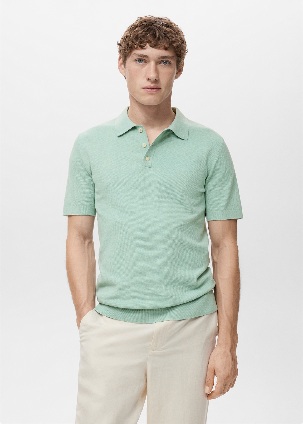 Fine-knit cotton polo shirt - Men | MANGO USA