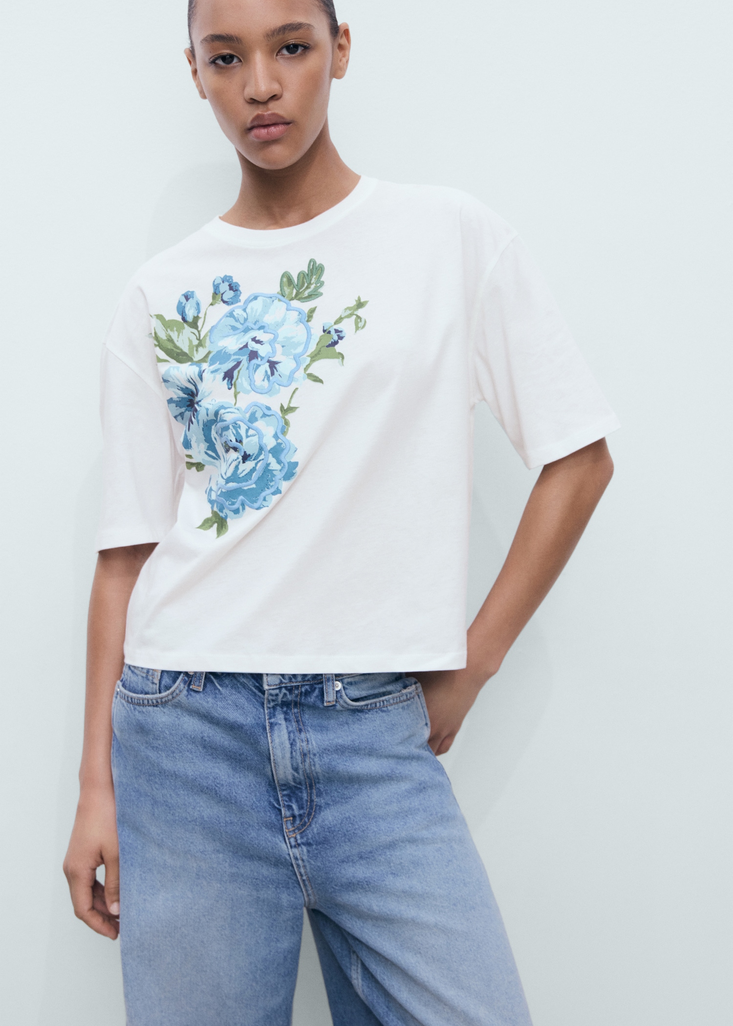 Floral-print cotton t-shirt - Main Image