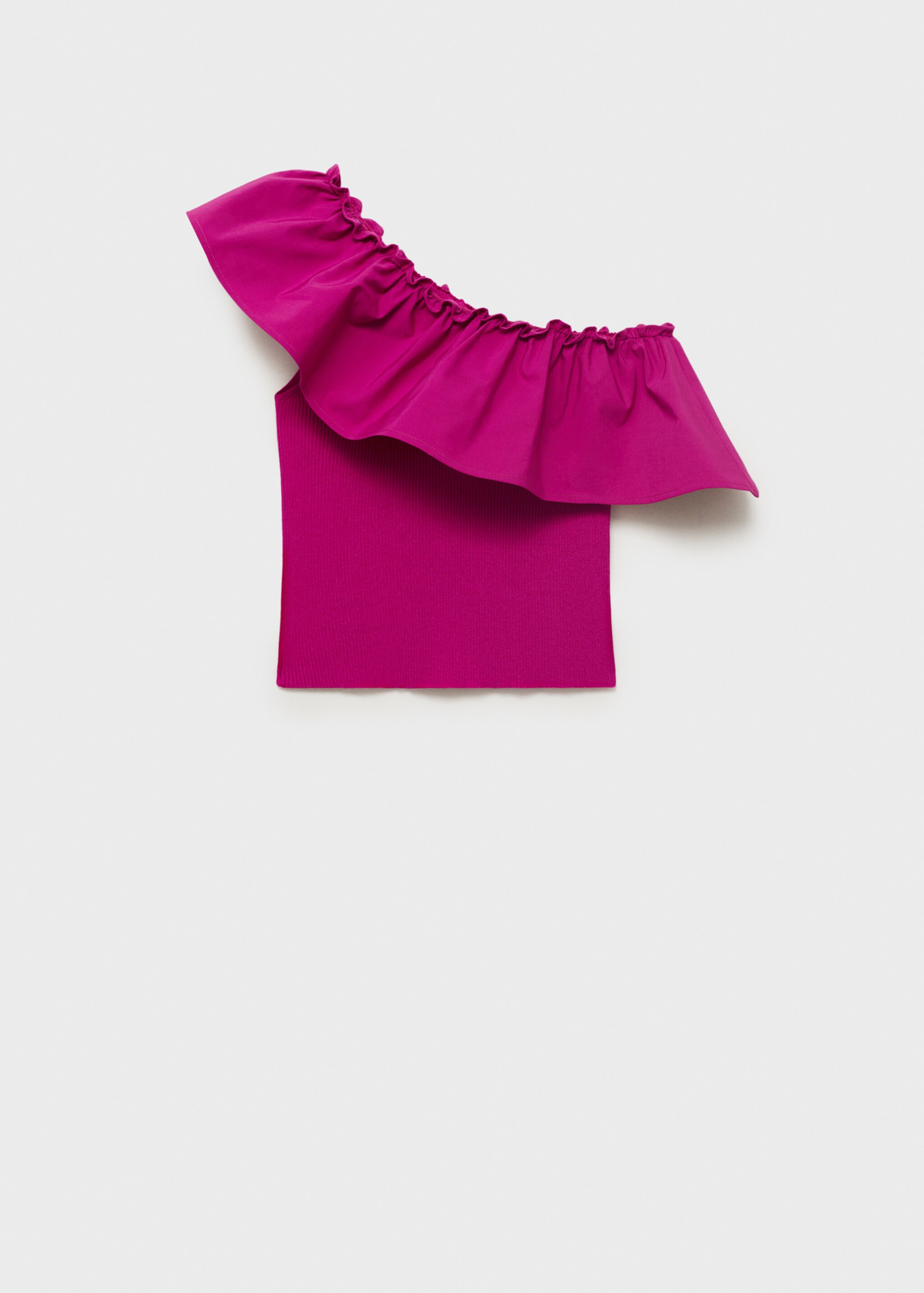 Asymmetrical top in combined fabric - Article without model, Fuchsia. Ref: 17031263-00.