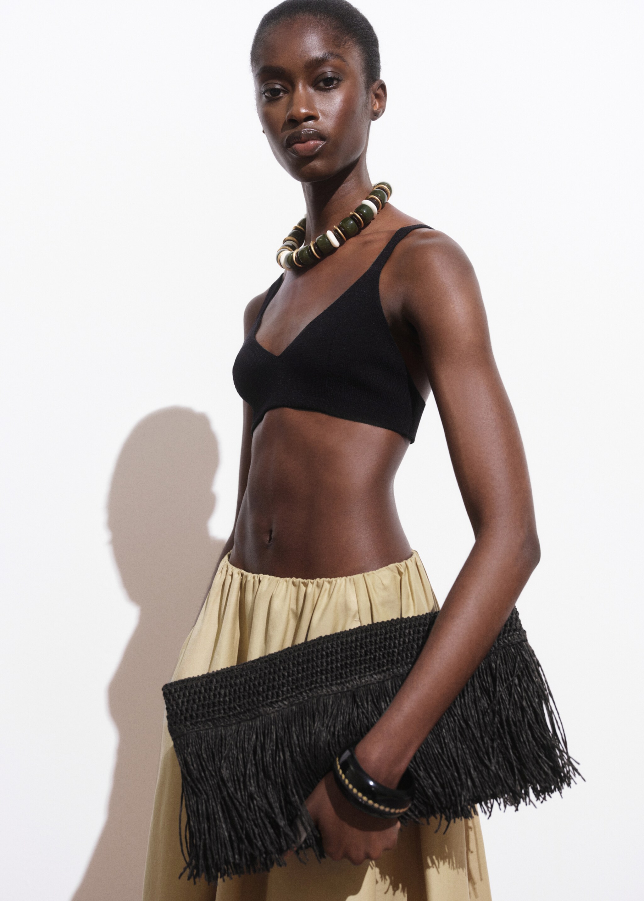 Knitted crop top - Medium plane, Black. Ref: 17031267-00.