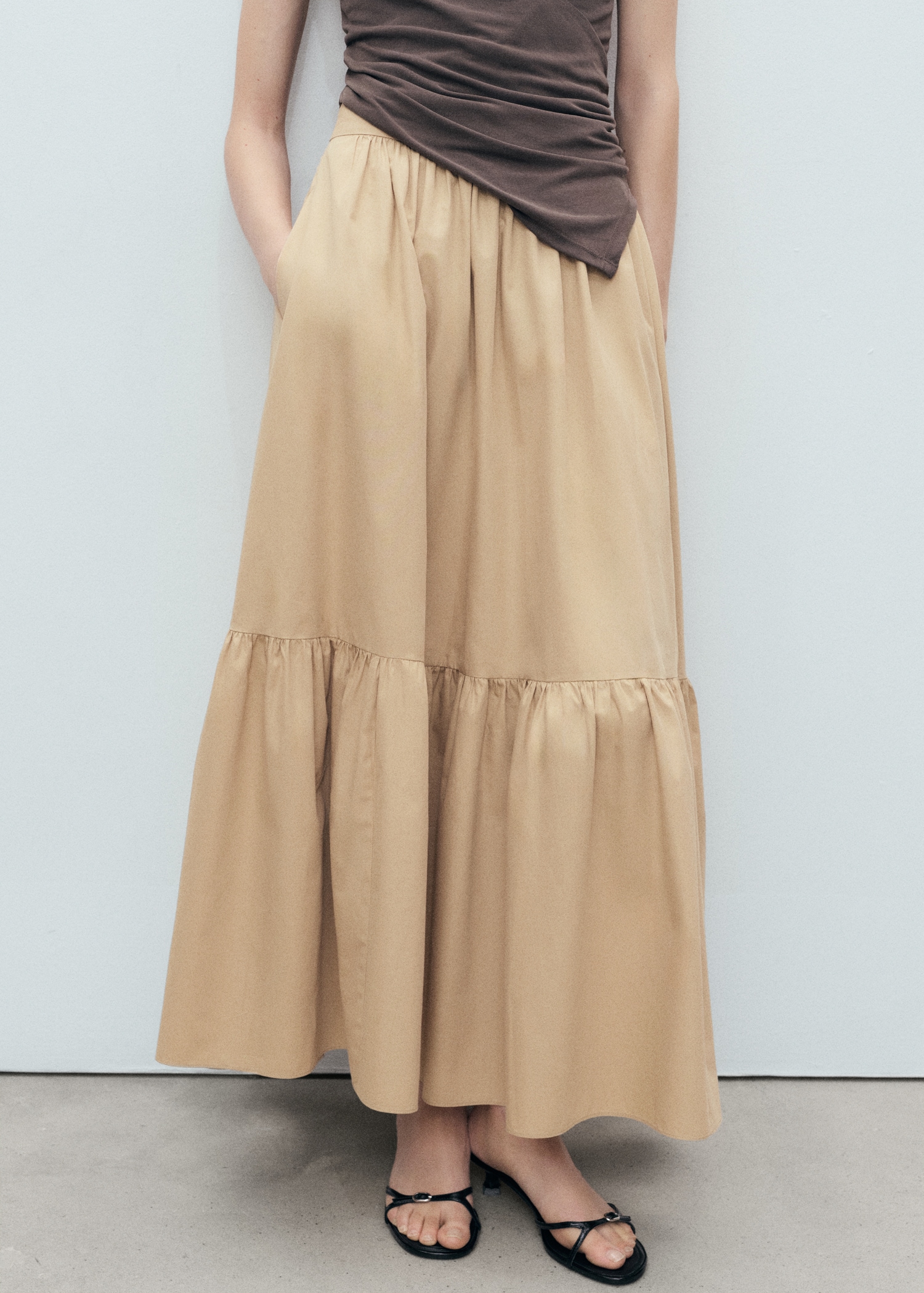Long cotton A-line skirt - Main Image