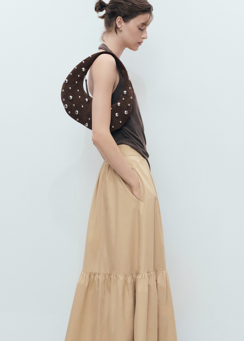 Long cotton A-line skirt - image 4
