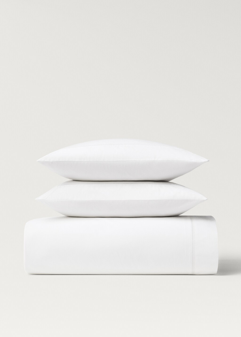 Cotton percale duvet cover with hemstitch for 90 cm bed