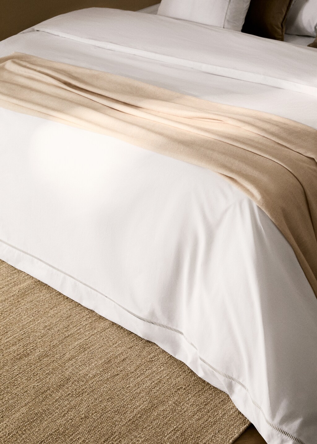 Cotton percale duvet cover with hemstitch for 90 cm bed