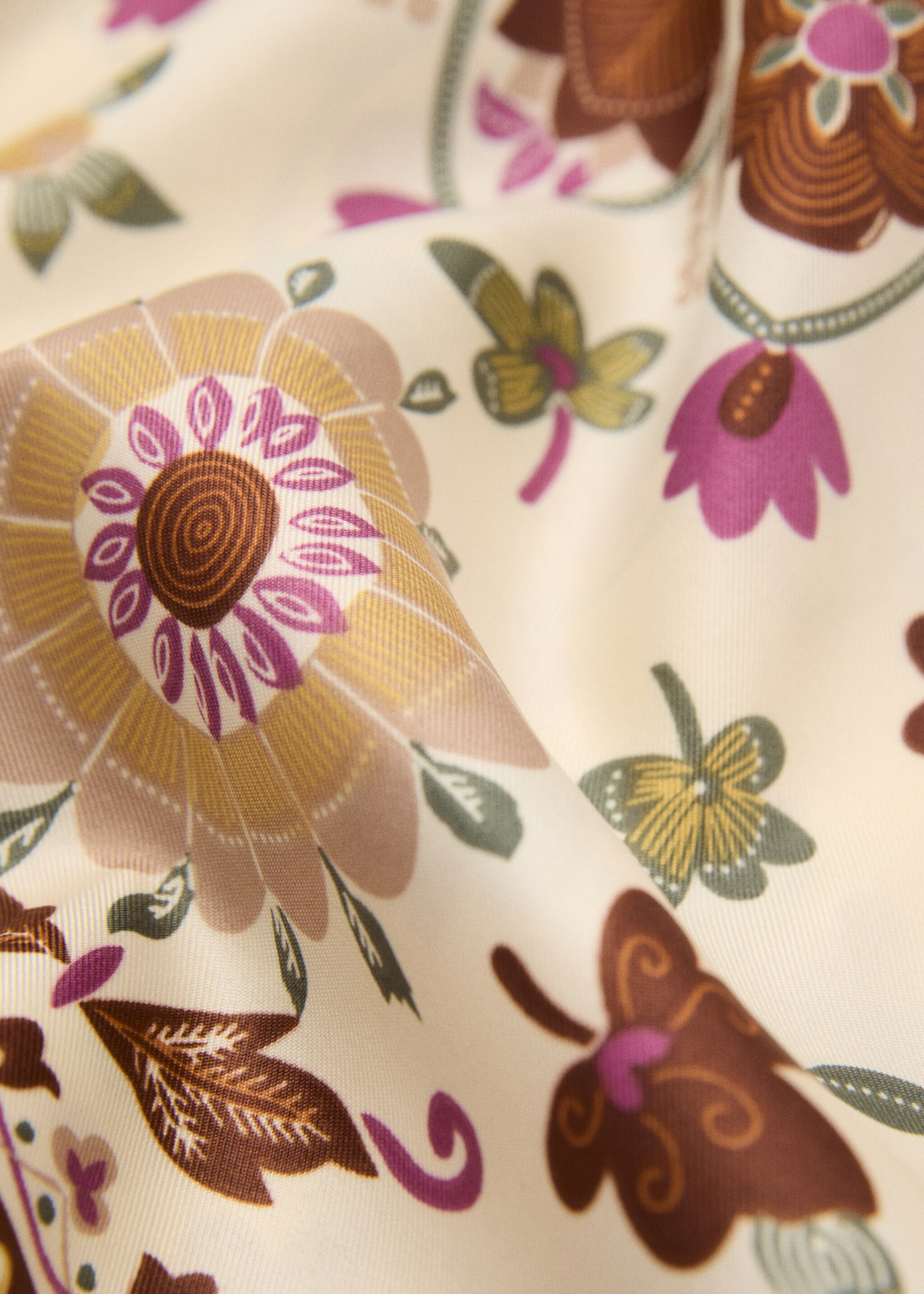 Satiniertes Halstuch mit Blumenprint - Mittlere Ansicht