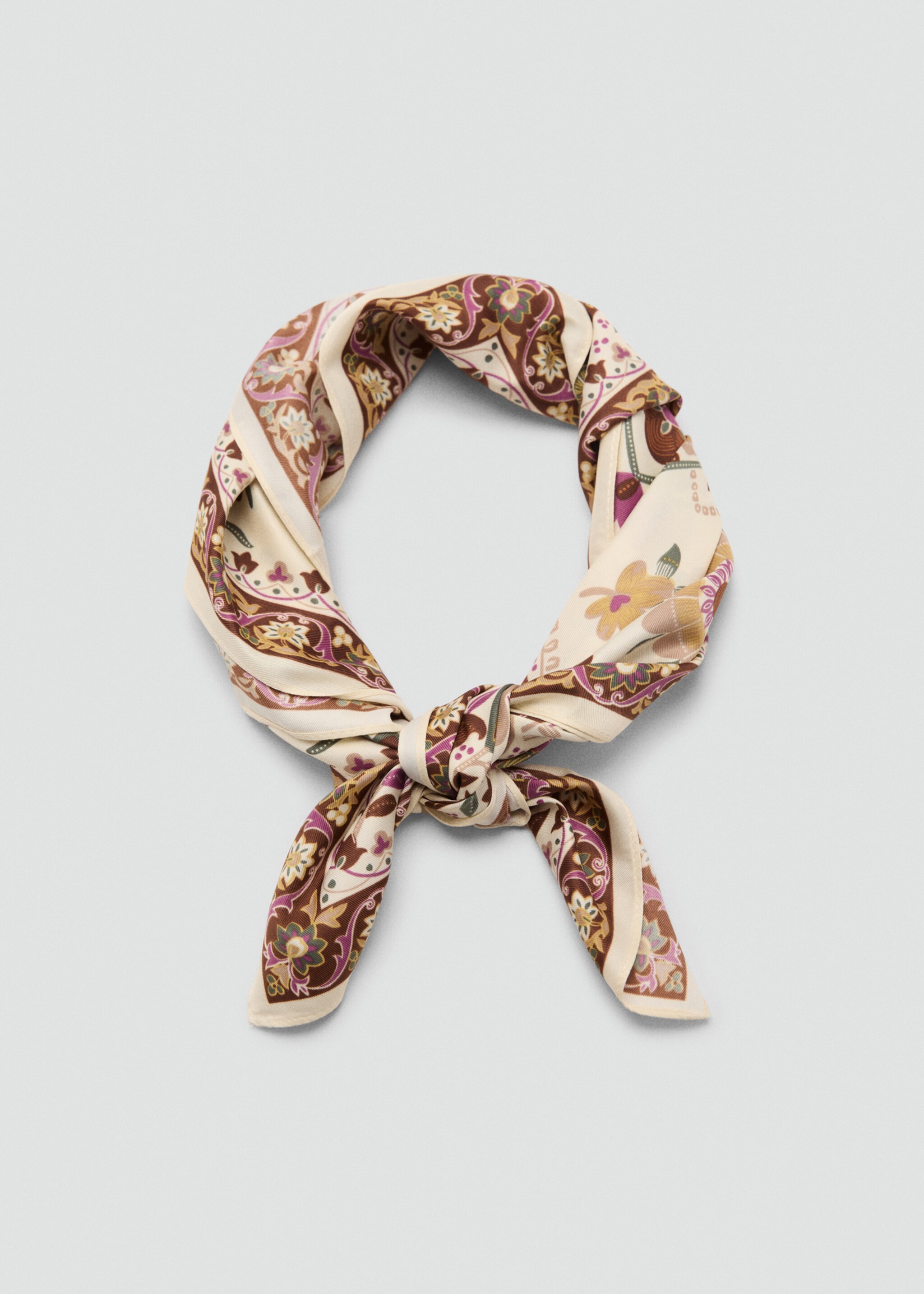 Satiniertes Halstuch mit Blumenprint - Detail des Artikels 1