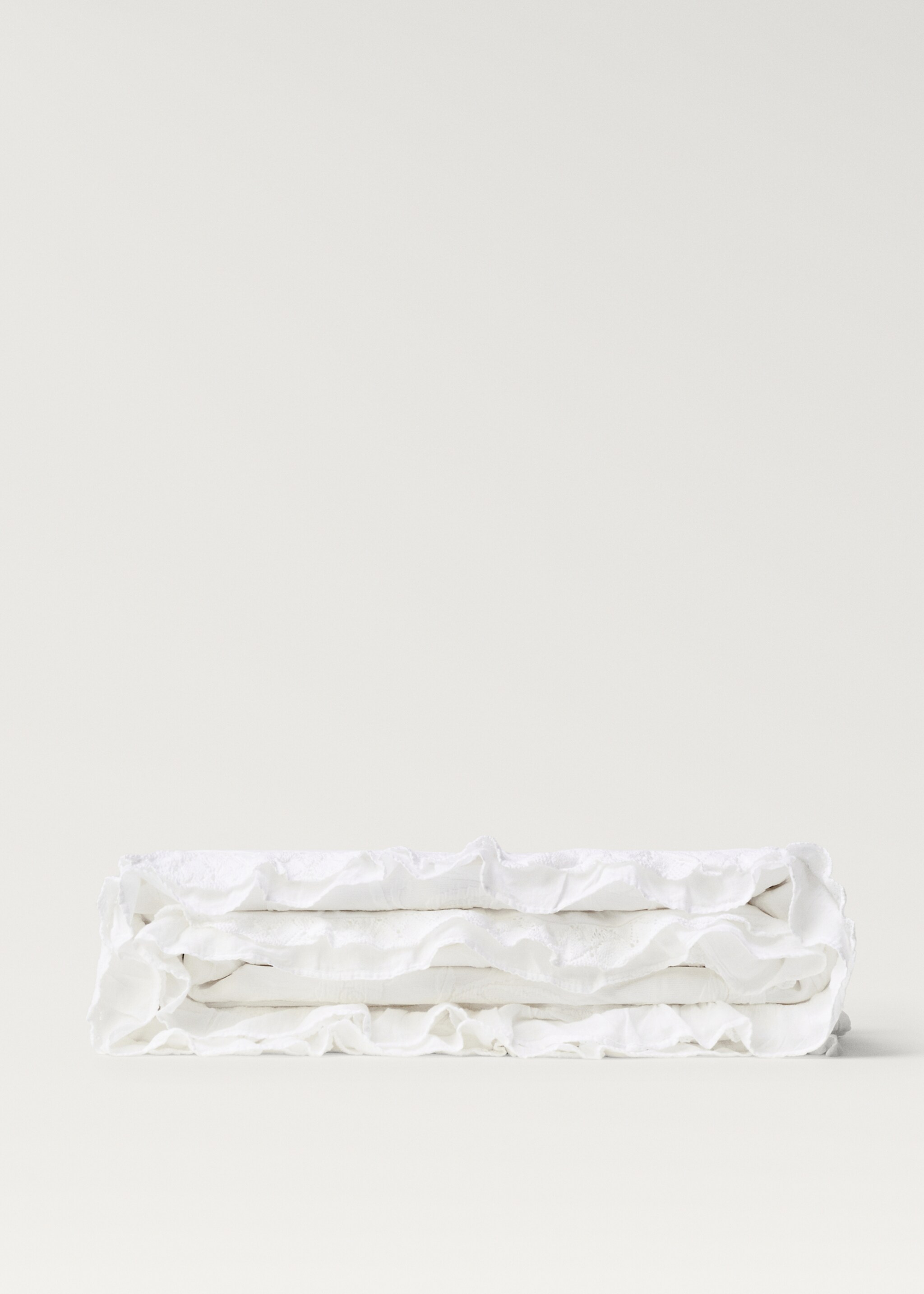 Conxa cotó jacquard floral volant llit 180/200 cm - Article sense model, Blanc. Ref: 17031294-00.