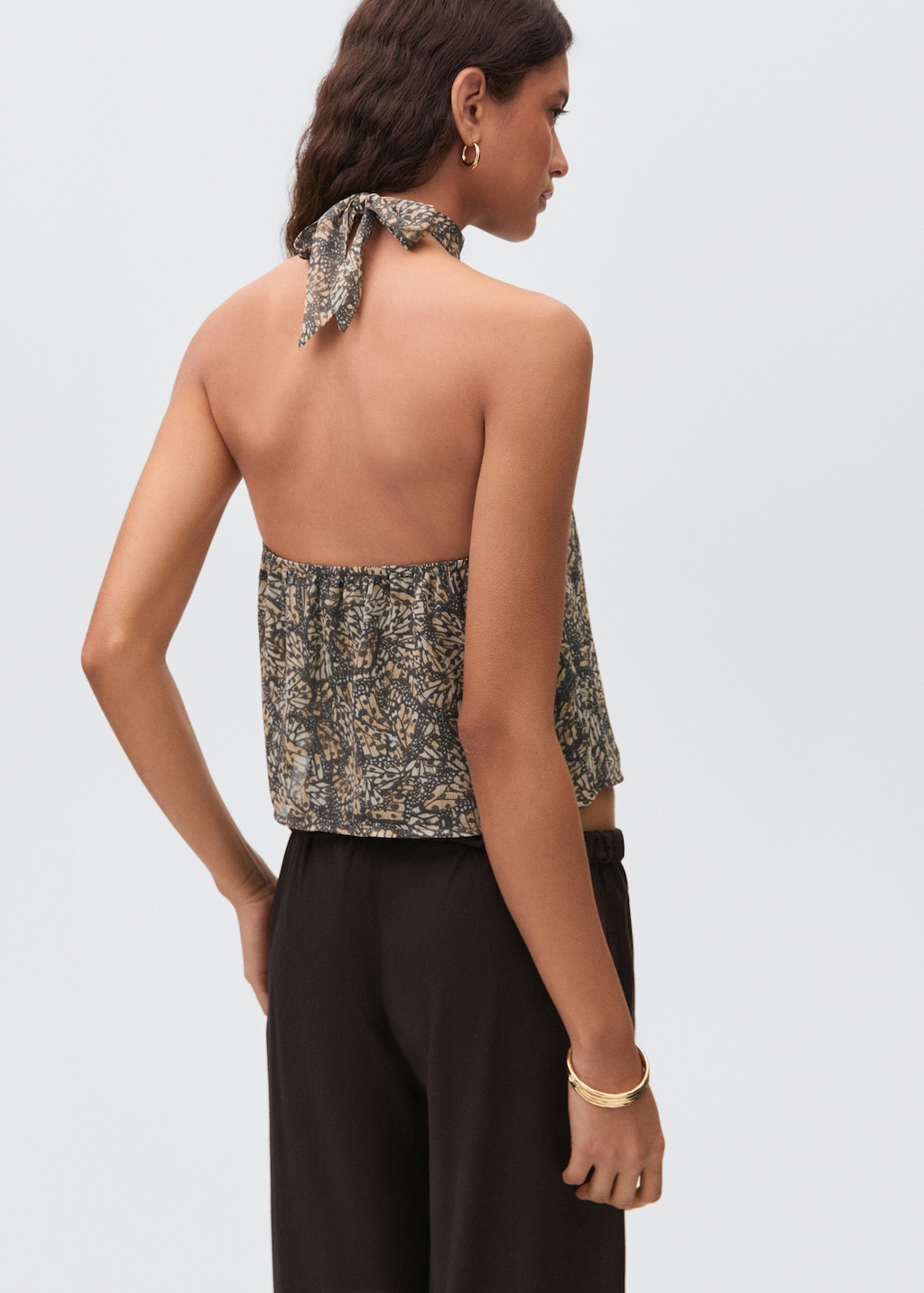Halter-neck printed top