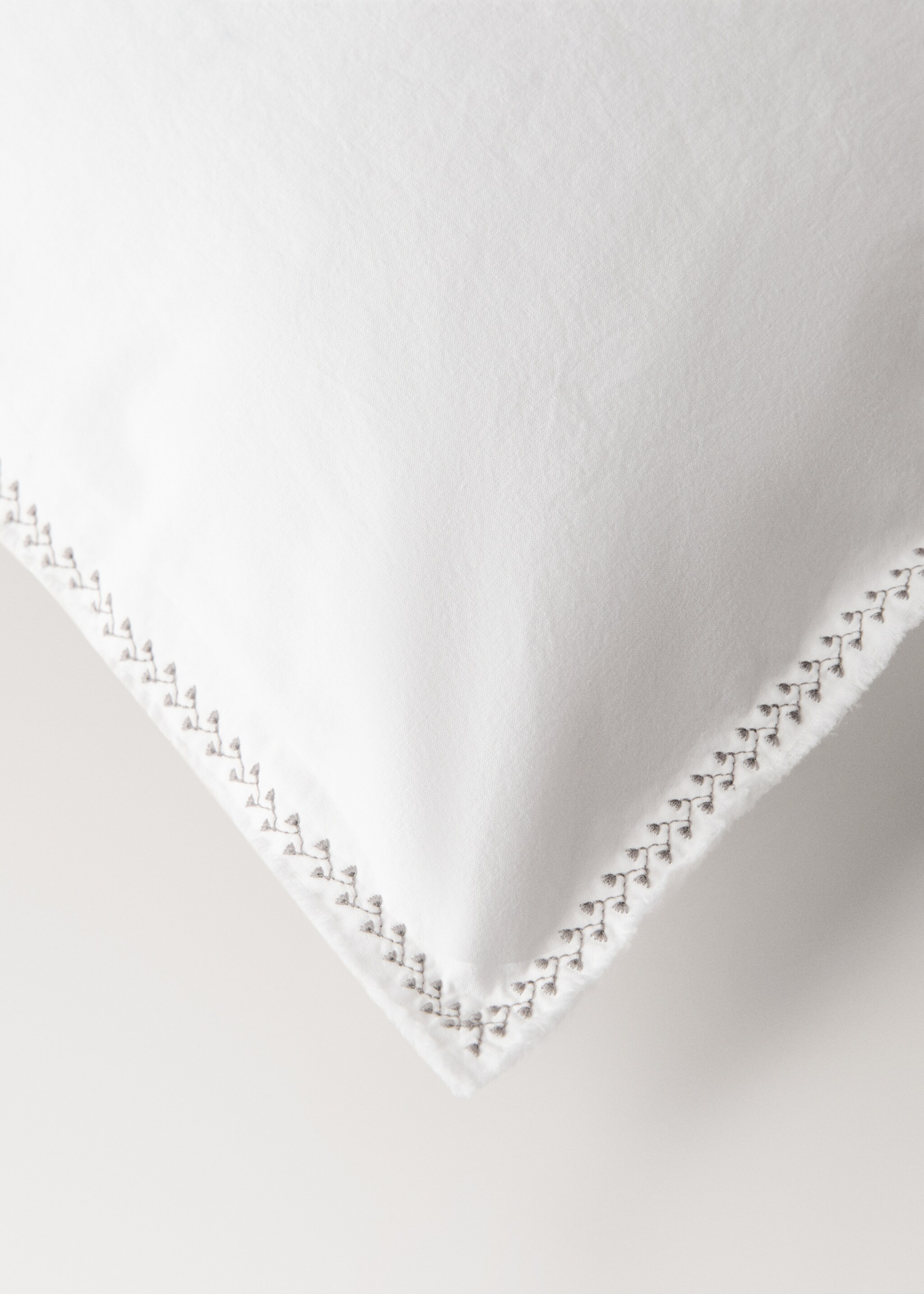 Washed cotton percale duvet cover with zigzag stitching King bed - Λεπτομέρεια του προϊόντος 3, Υπόλευκο. Ref: 17031527-00.